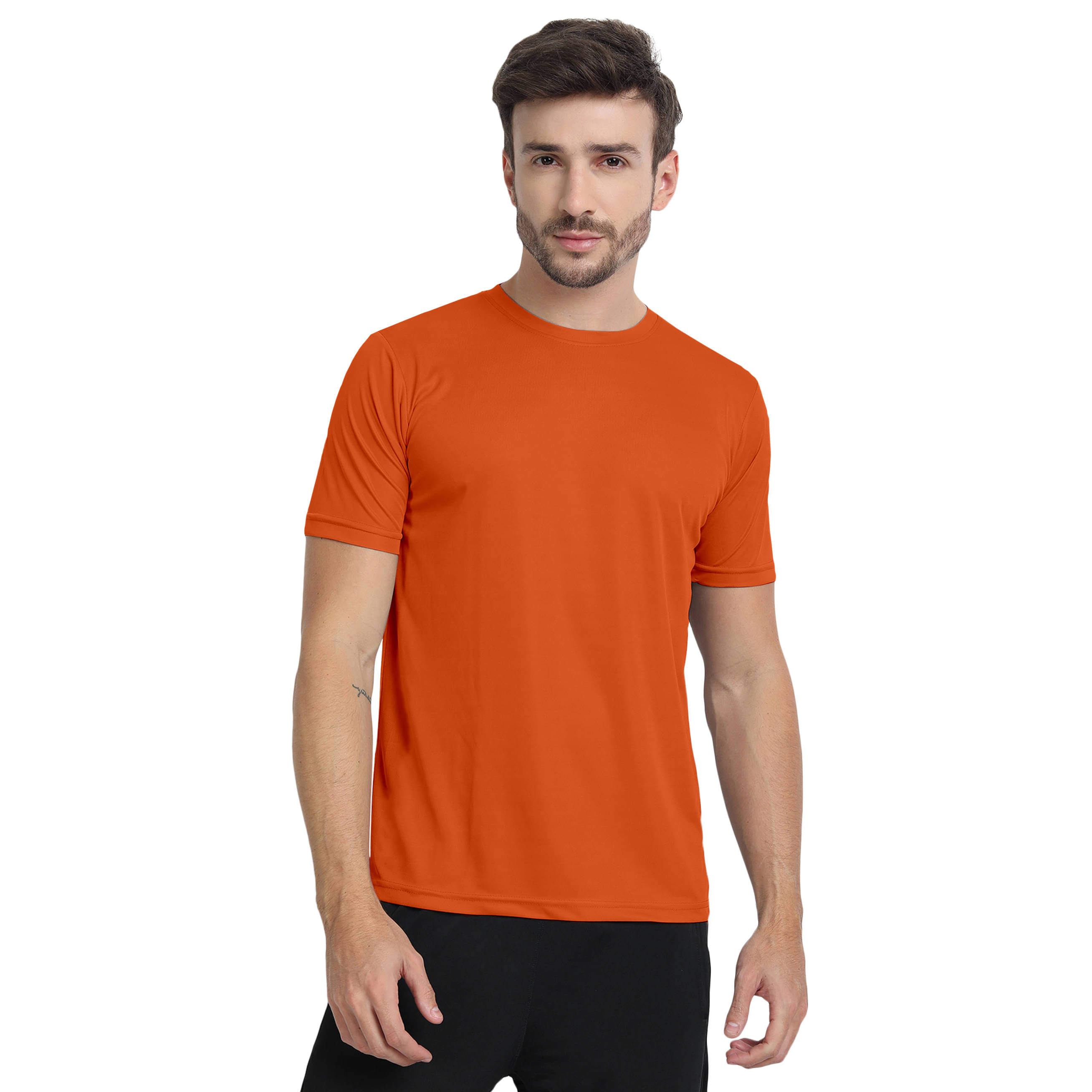     			FTX Men Polyester Regular Fit Solid T-Shirt ( Orange )