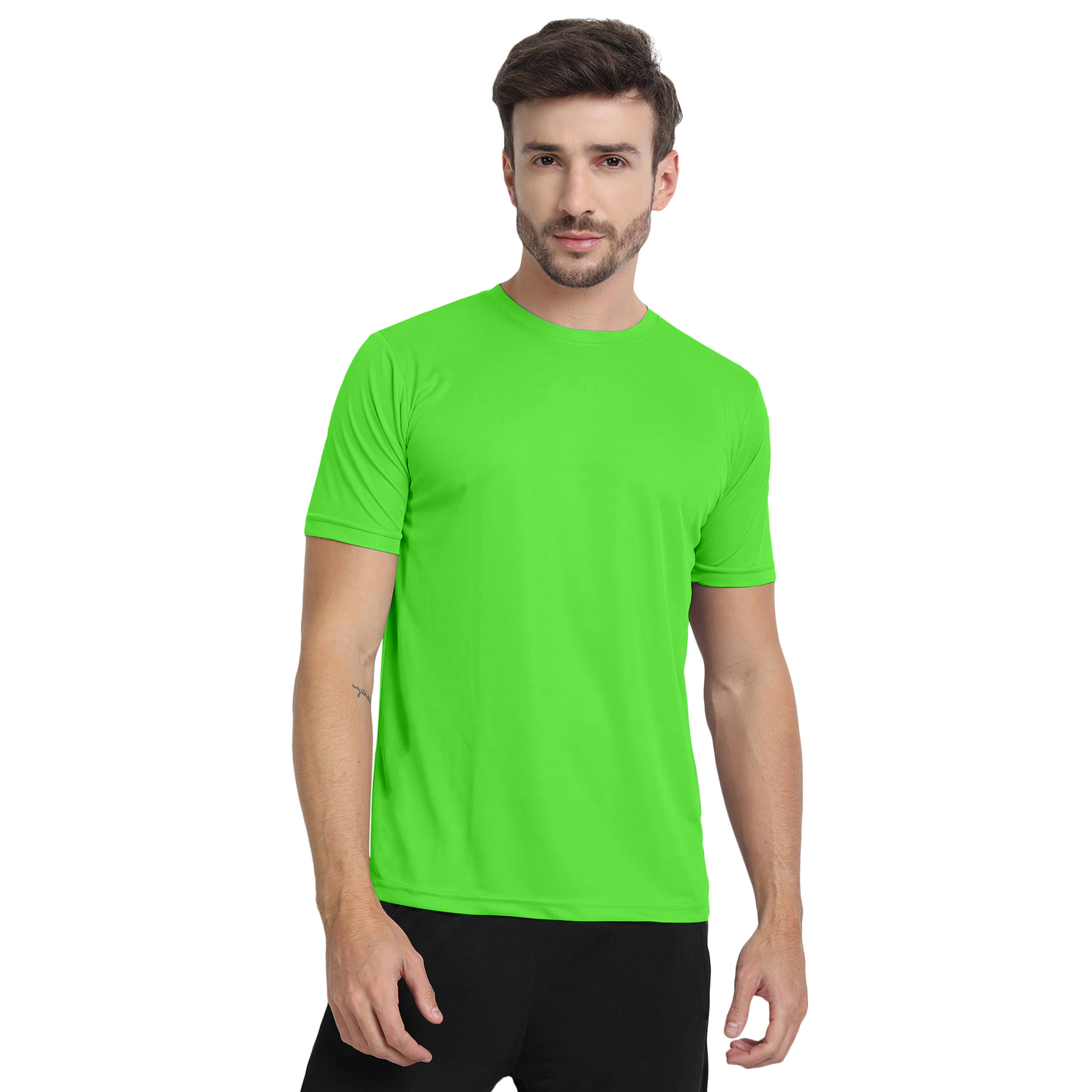     			FTX Men Polyester Regular Fit Solid T-Shirt ( Fluorescent Green )