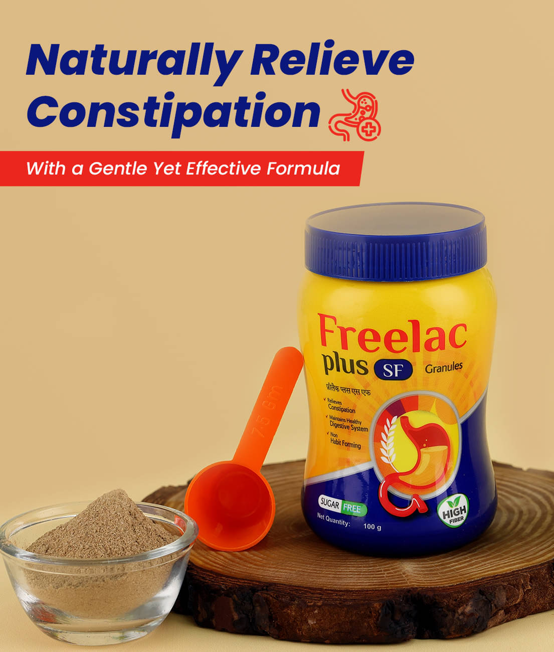 Freelac Plus SF Digestive Supplement for Constipation Relief Sugar-Free Powder 100g     			Freelac Plus SF Digestive Supplement for Constipation Relief Sugar-Free Powder 100g