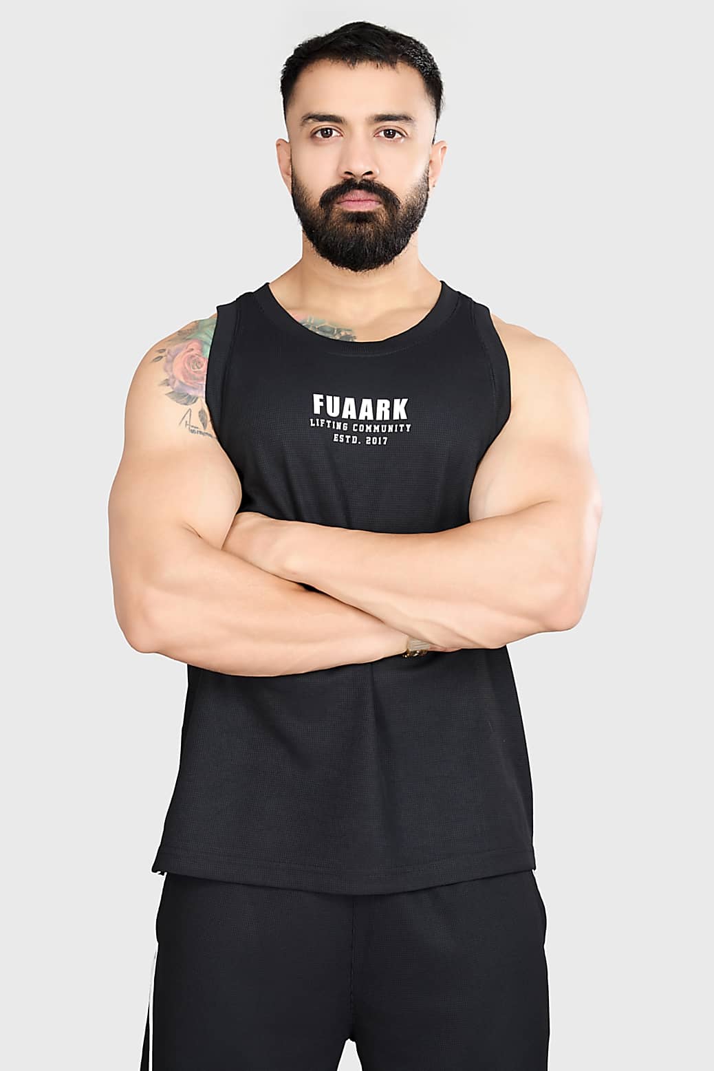 Fuaark Black Polyester Oversized Fit Men's Tanks ( Pack of 1 )