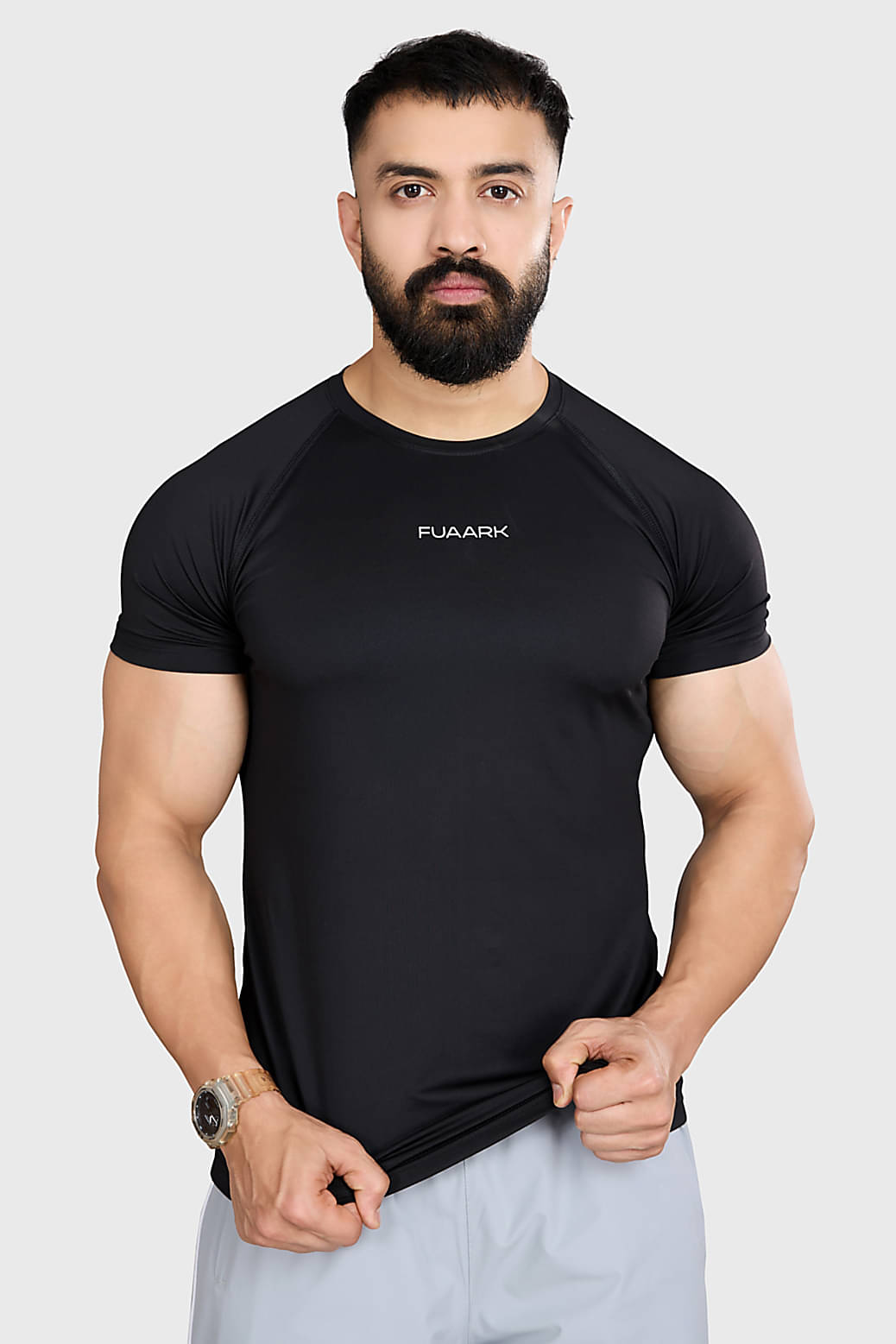 Fuaark Black Polyester Slim Fit Men's Compression T-Shirt ( Pack of 1 ) Fuaark Black Polyester Slim Fit Men's Compression T-Shirt ( Pack of 1 )