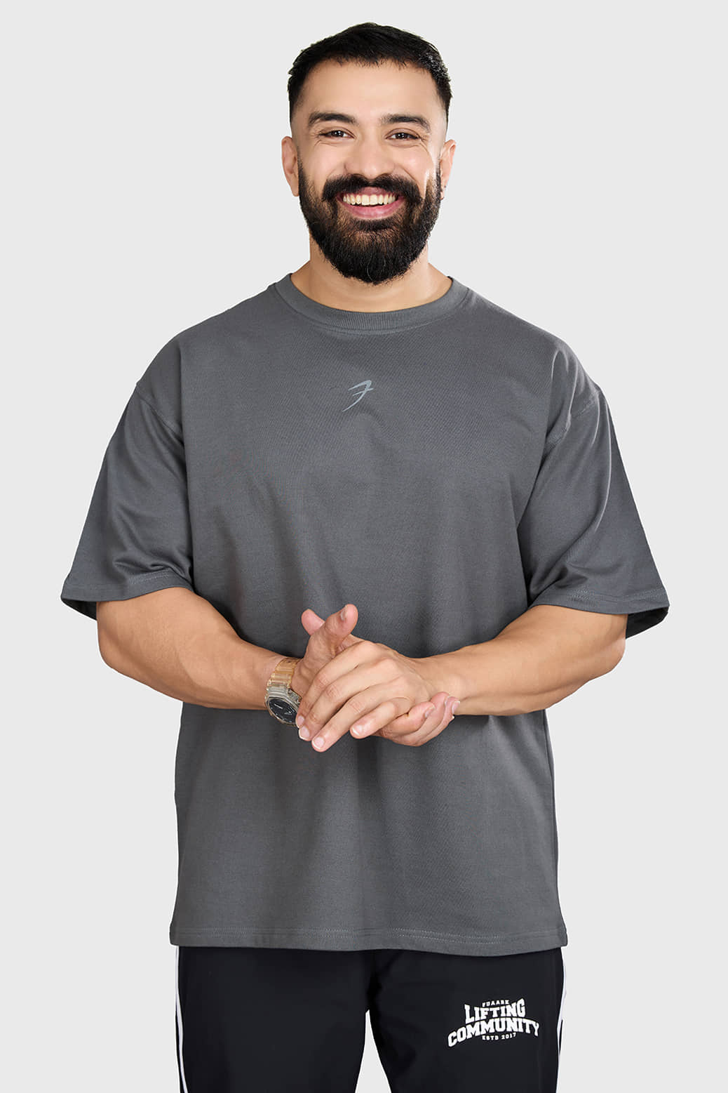 Fuaark Grey Cotton Oversized Fit Men's Sports T-Shirt ( Pack of 1 )