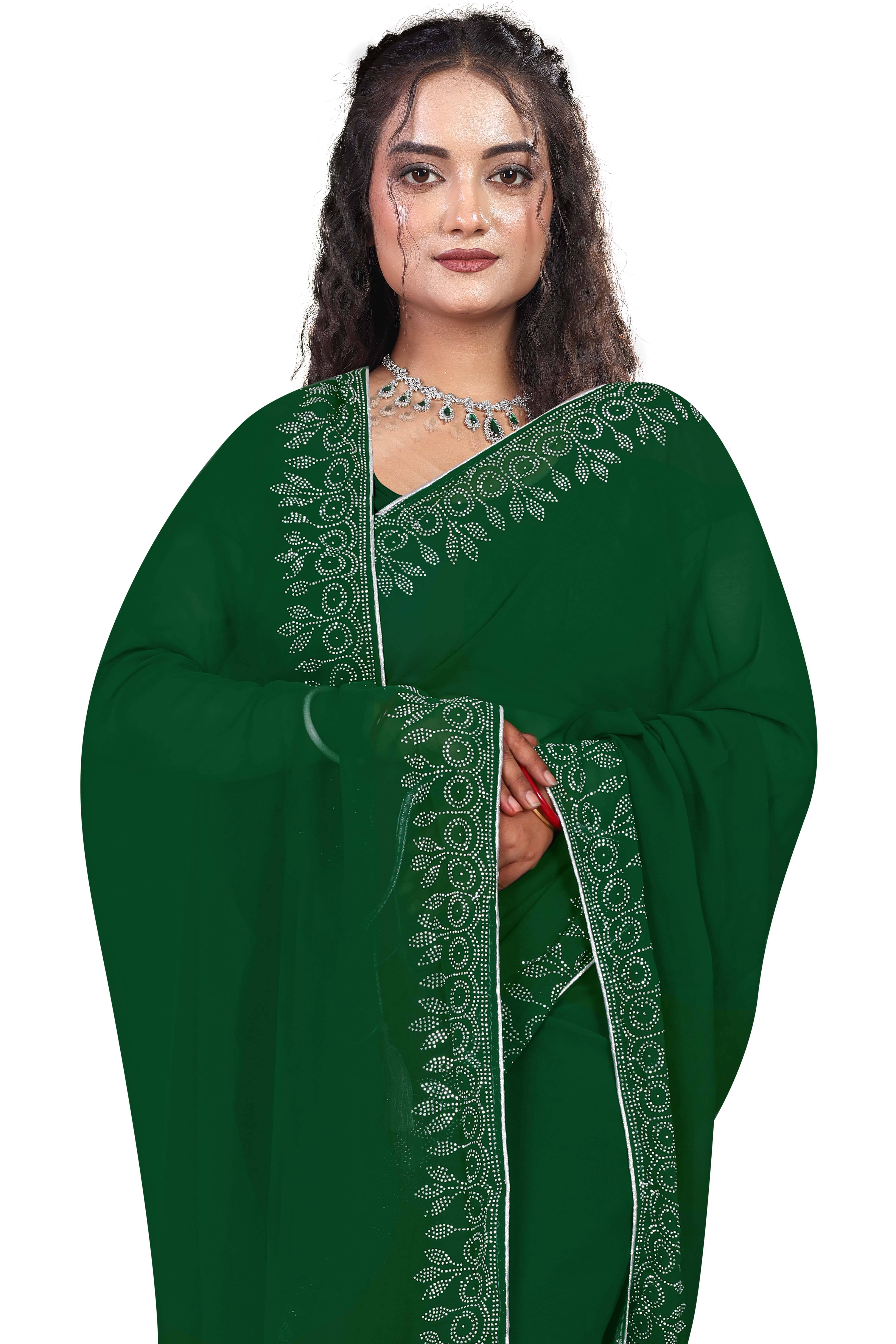     			Gullak Georgette Embellished Banarasi saree With Unstitched Blouse Piece ( Teal )