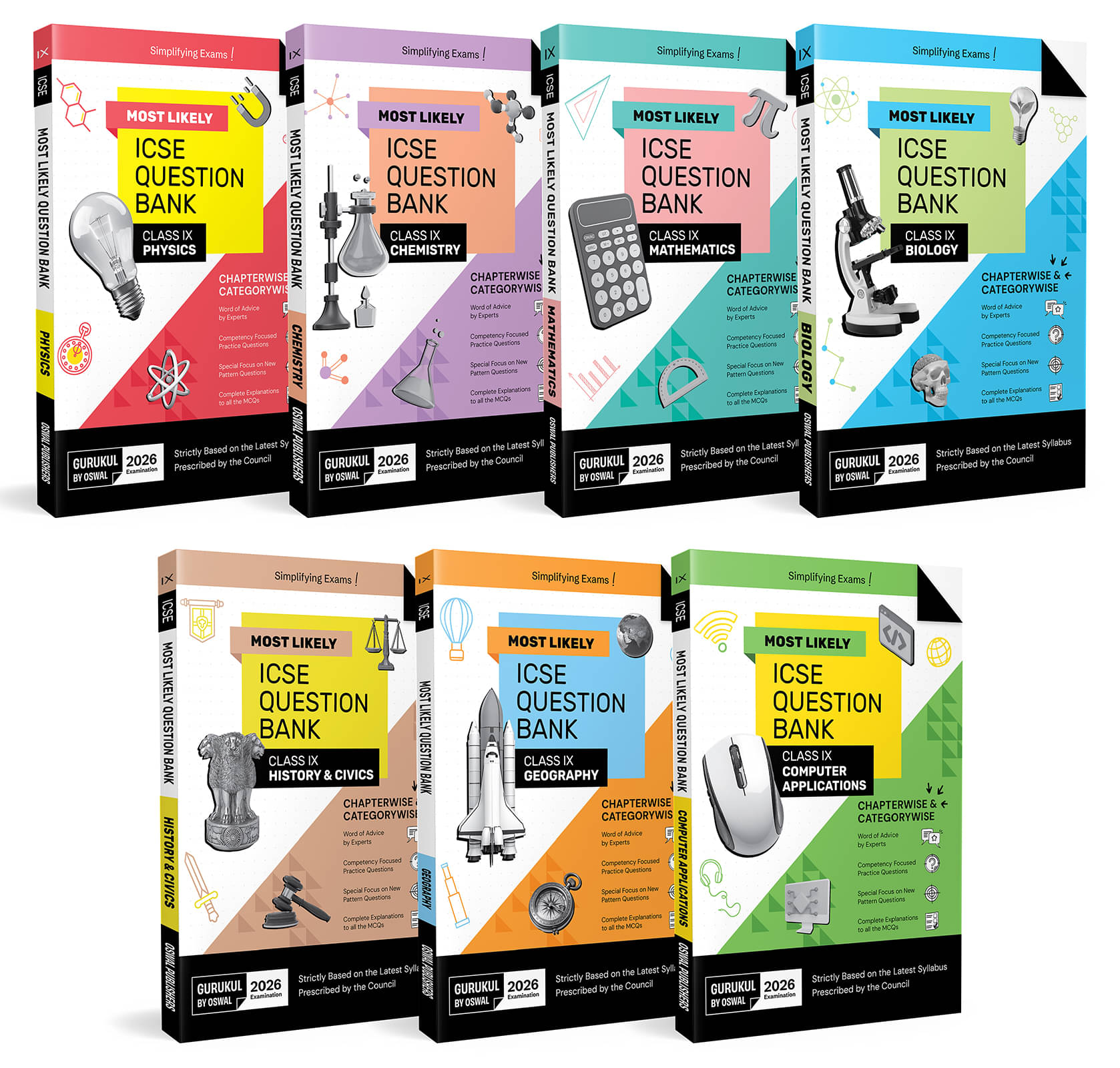     			Gurukul by Oswal Most Likely ICSE Question Bank Class 9 Bundles (Set of 7) : Physics, Chemistry, Maths, Biology, History & Civics, Geography, Computer