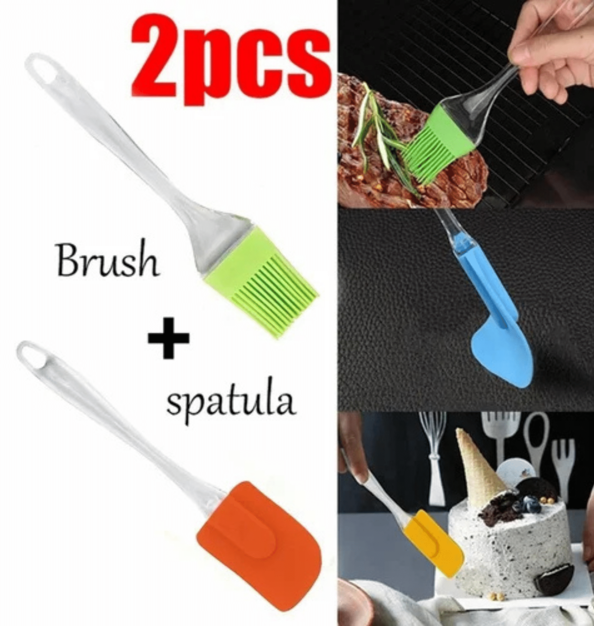 HOMELY,Silicone Non-Sticky Spatula and Oil Brush Reusable Kitchen Set for Cooking SILICON Flat Pastry Brush (Pack of 2) HOMELY,Silicone Non-Sticky Spatula and Oil Brush Reusable Kitchen Set for Cooking SILICON Flat Pastry Brush (Pack of 2)