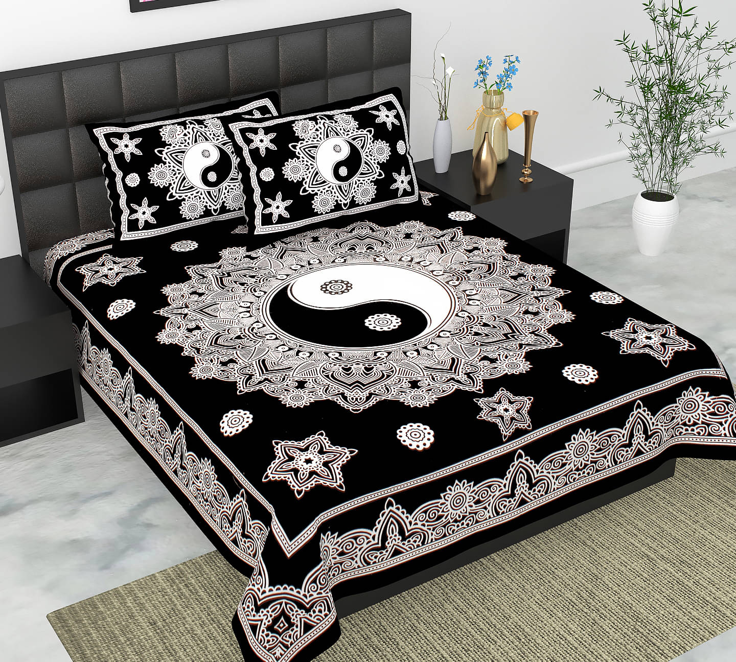    			K.D.PRINTS Cotton 1 Double Bedsheet with 2 Pillow Covers ( Multicolor )