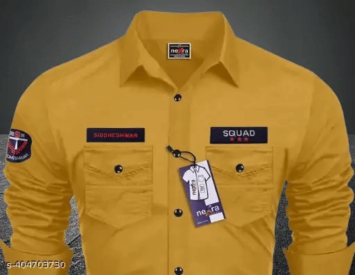     			KrushnaRupa Enterprise Cotton Blend Regular Fit Self Design Full Sleeves Men's Casual Shirt - Yellow ( Pack of 1 )