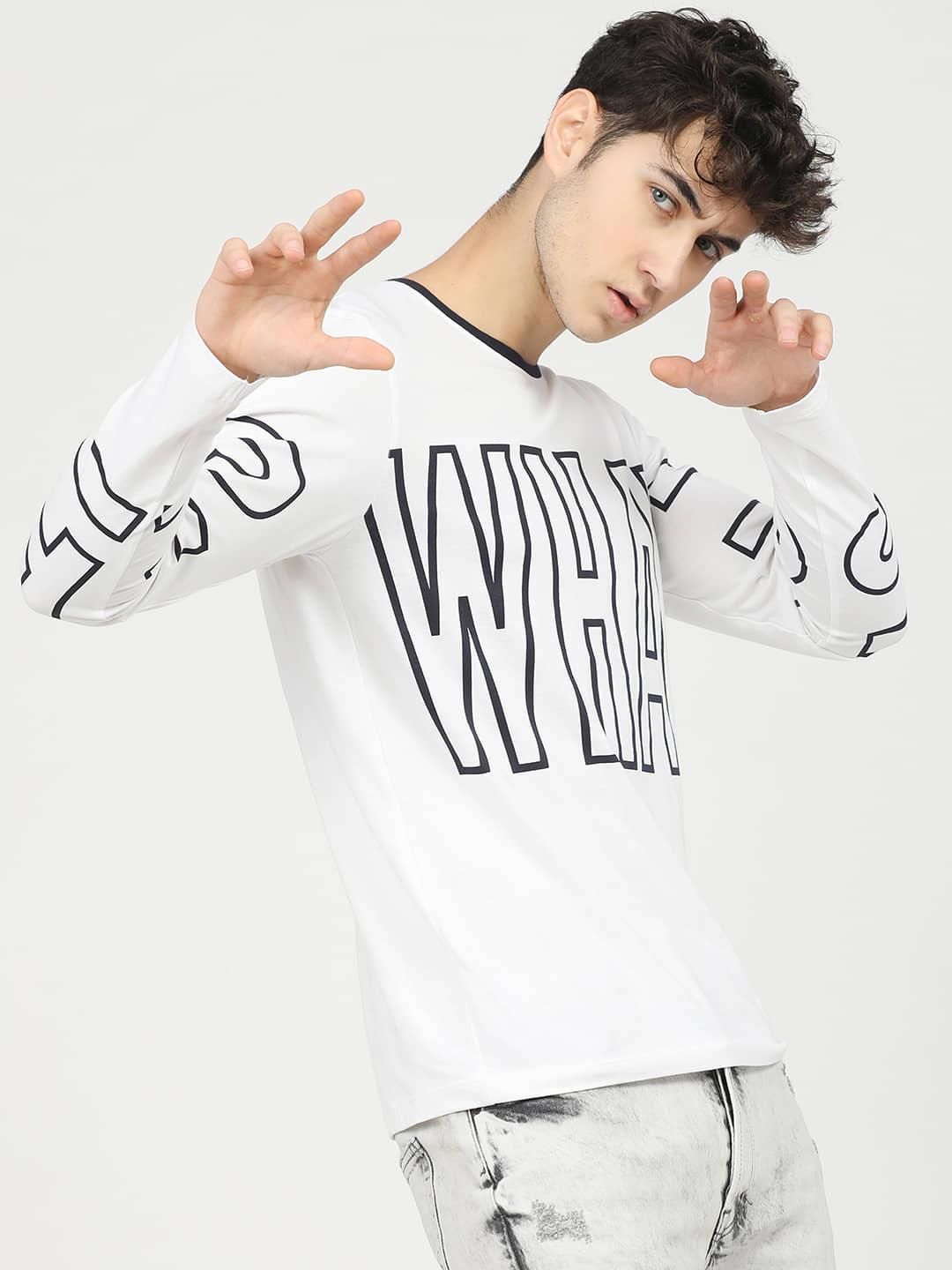 Locomotive Men Cotton Slim Fit Printed T-Shirt ( White )