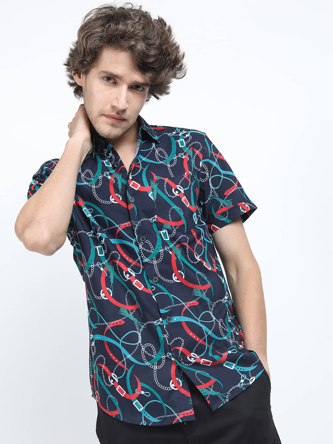     			Locomotive Polyester Slim Fit Printed Half Sleeves Men's Casual Shirt - Multi ( Pack of 1 )