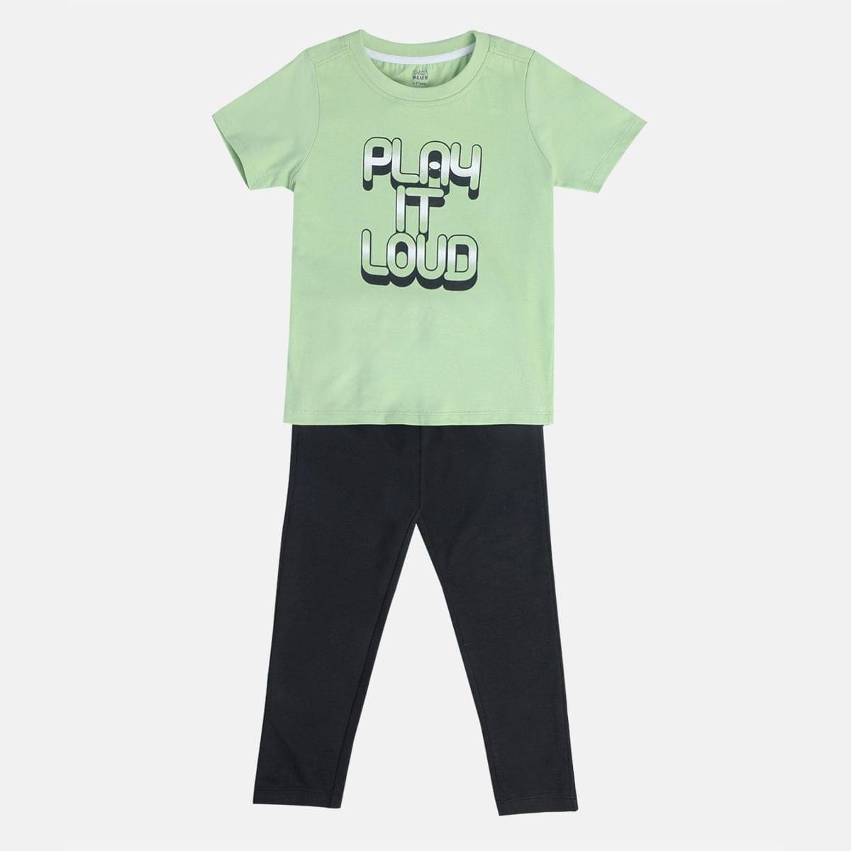     			MINI KLUB Pack of 1 Boys Cotton T-Shirt & Pants Set ( Multicolor )