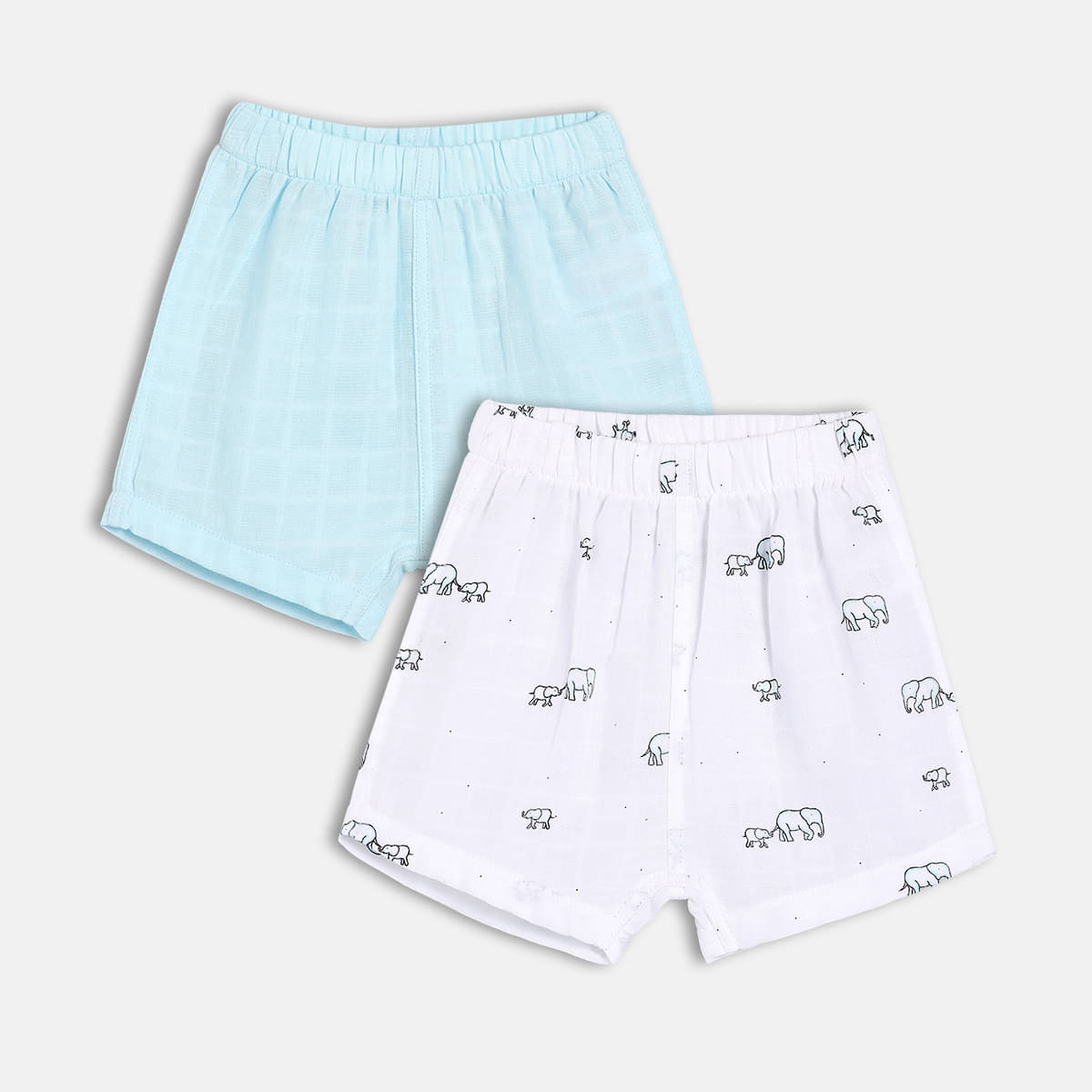    			MINI KLUB Pack of 2 Cotton Shorts For Baby Boys ( Multicolor )