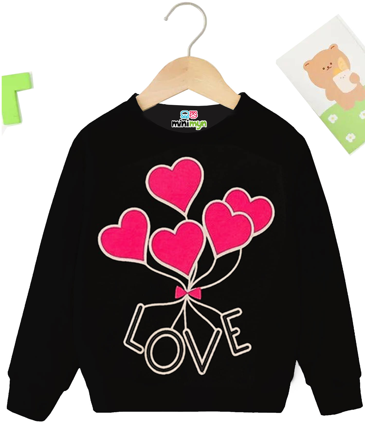     			MINI MYN Pack of 1 Girls Fleece Sweatshirt ( Black )