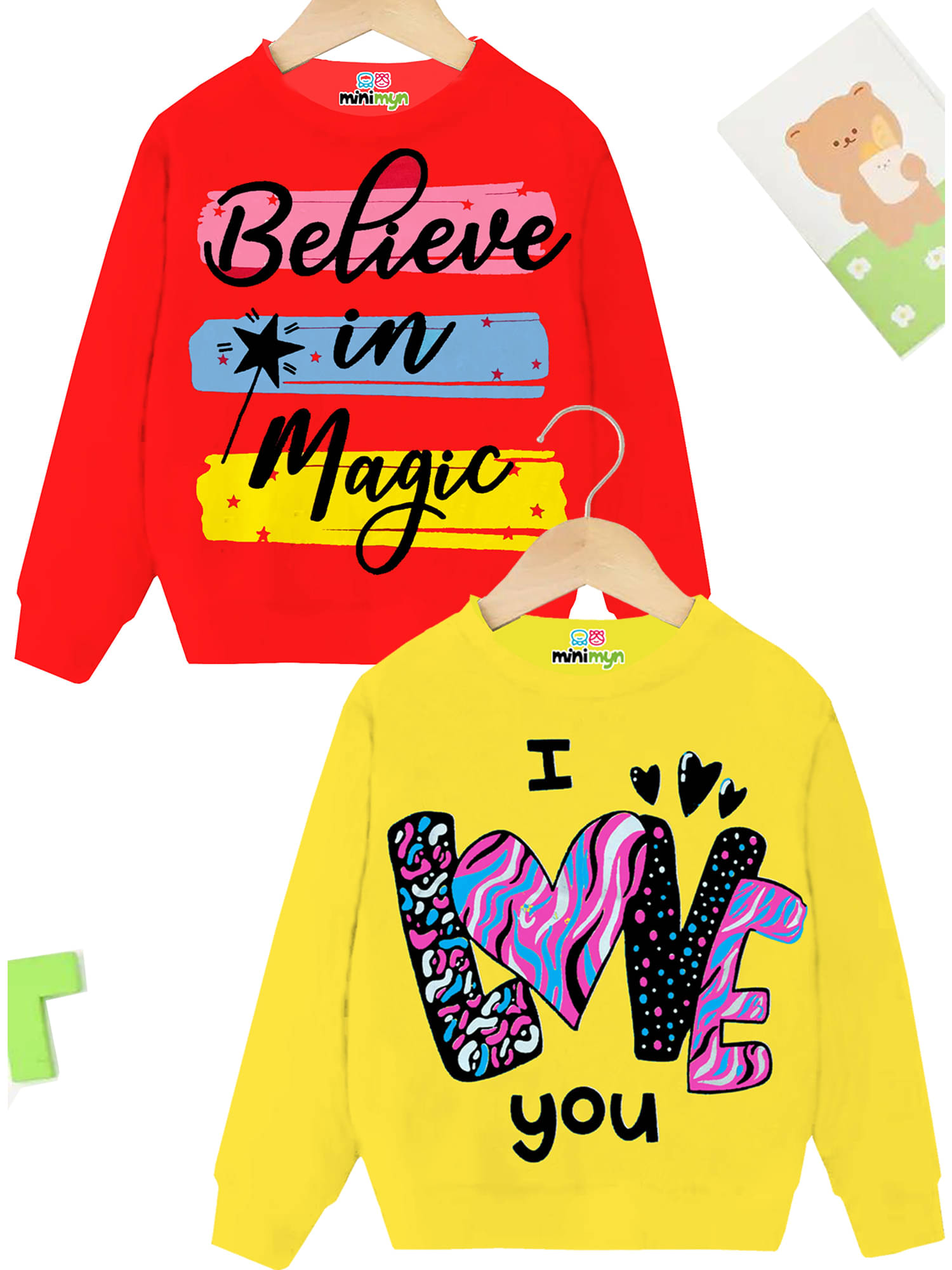     			MINI MYN Pack of 2 Girls Fleece Sweatshirt ( Red )