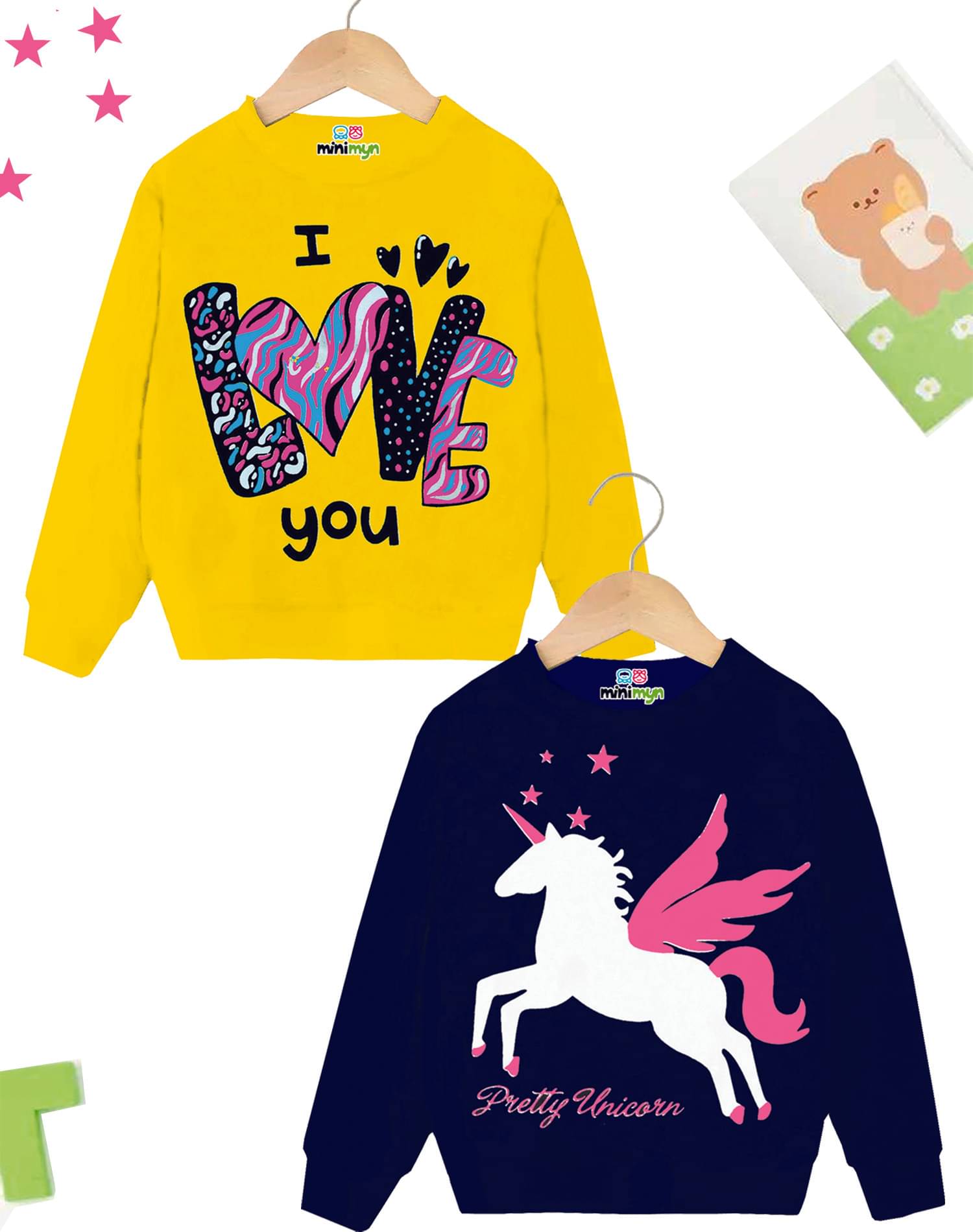     			MINI MYN Pack of 2 Girls Fleece Sweatshirt ( Multicolor 1 )
