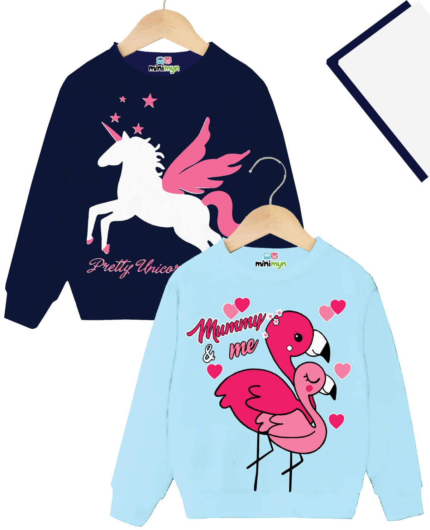     			MINI MYN Pack of 2 Girls Fleece Sweatshirt ( Blue )