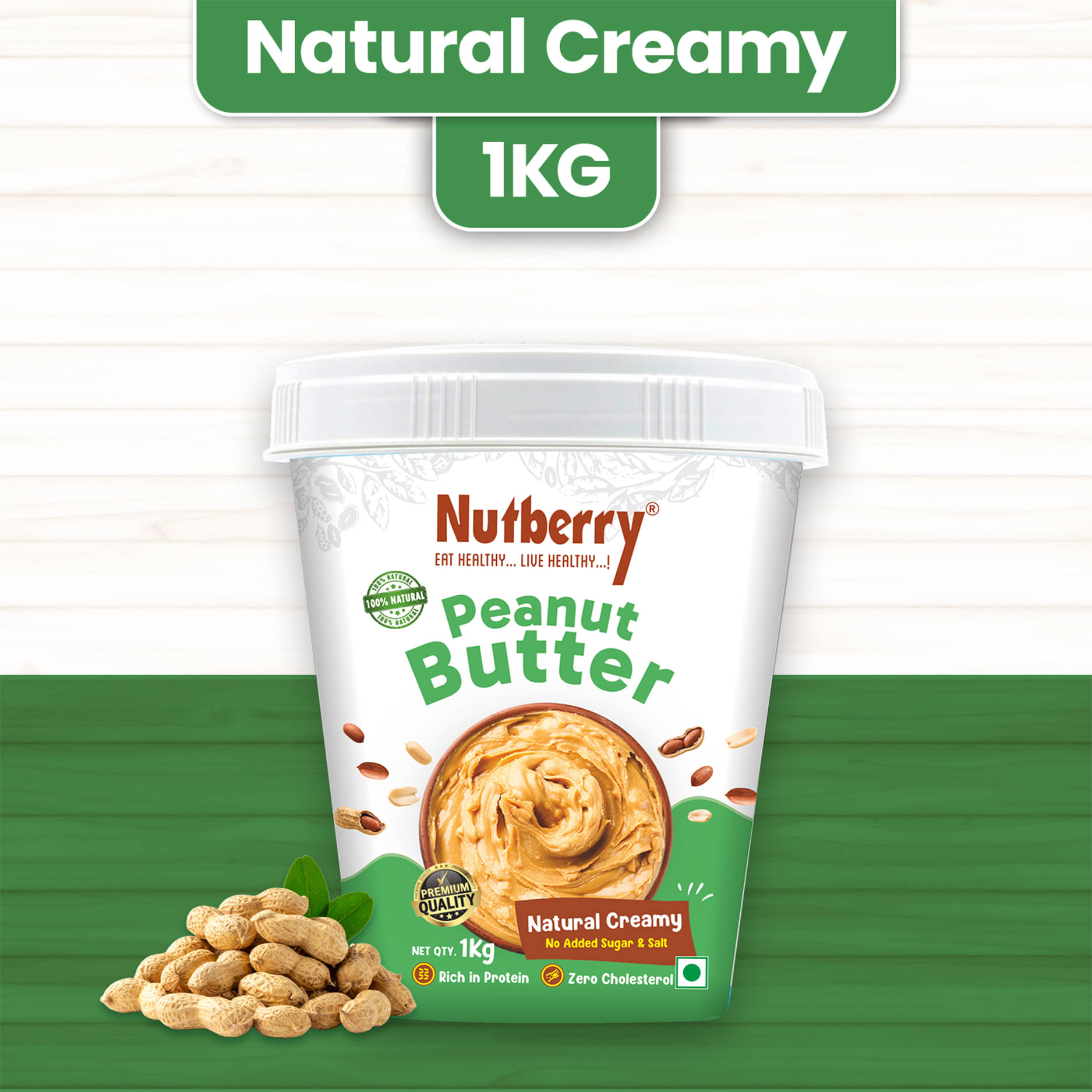    			Nutberry 1 kg Creamy Nut Butter ( Pack of 1 )