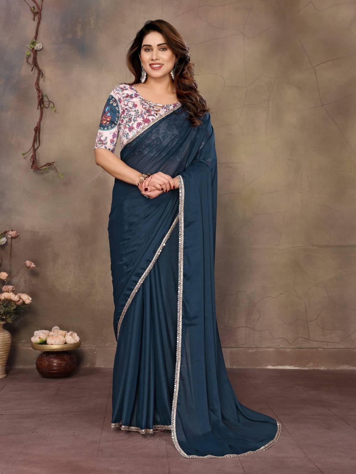 PEER STORE Chiffon Solid Sambalpuri Saree With Unstitched Blouse Piece ( Teal ) PEER STORE Chiffon Solid Sambalpuri Saree With Unstitched Blouse Piece ( Teal )