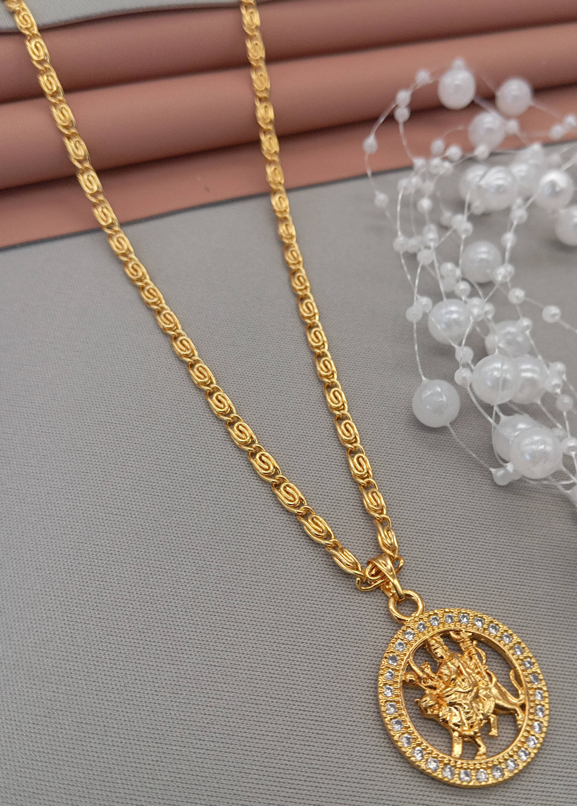 RANEM Gold Religious Pendant With Chain ( Pack of 1 ) RANEM Gold Religious Pendant With Chain ( Pack of 1 )