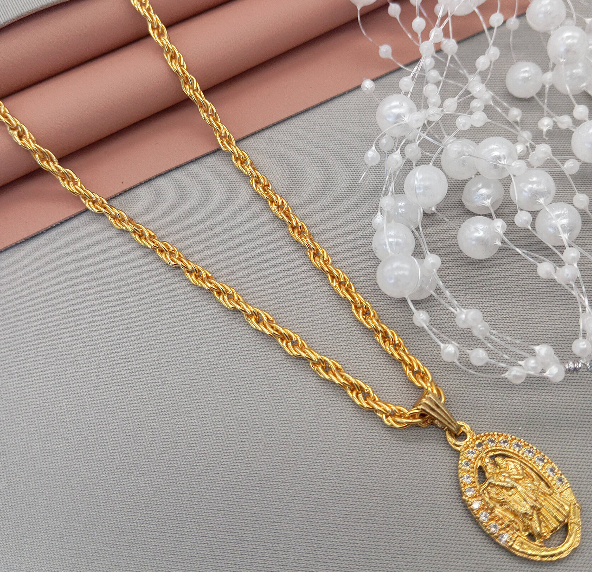 RANEM Gold Religious Pendant With Chain ( Pack of 1 ) RANEM Gold Religious Pendant With Chain ( Pack of 1 )