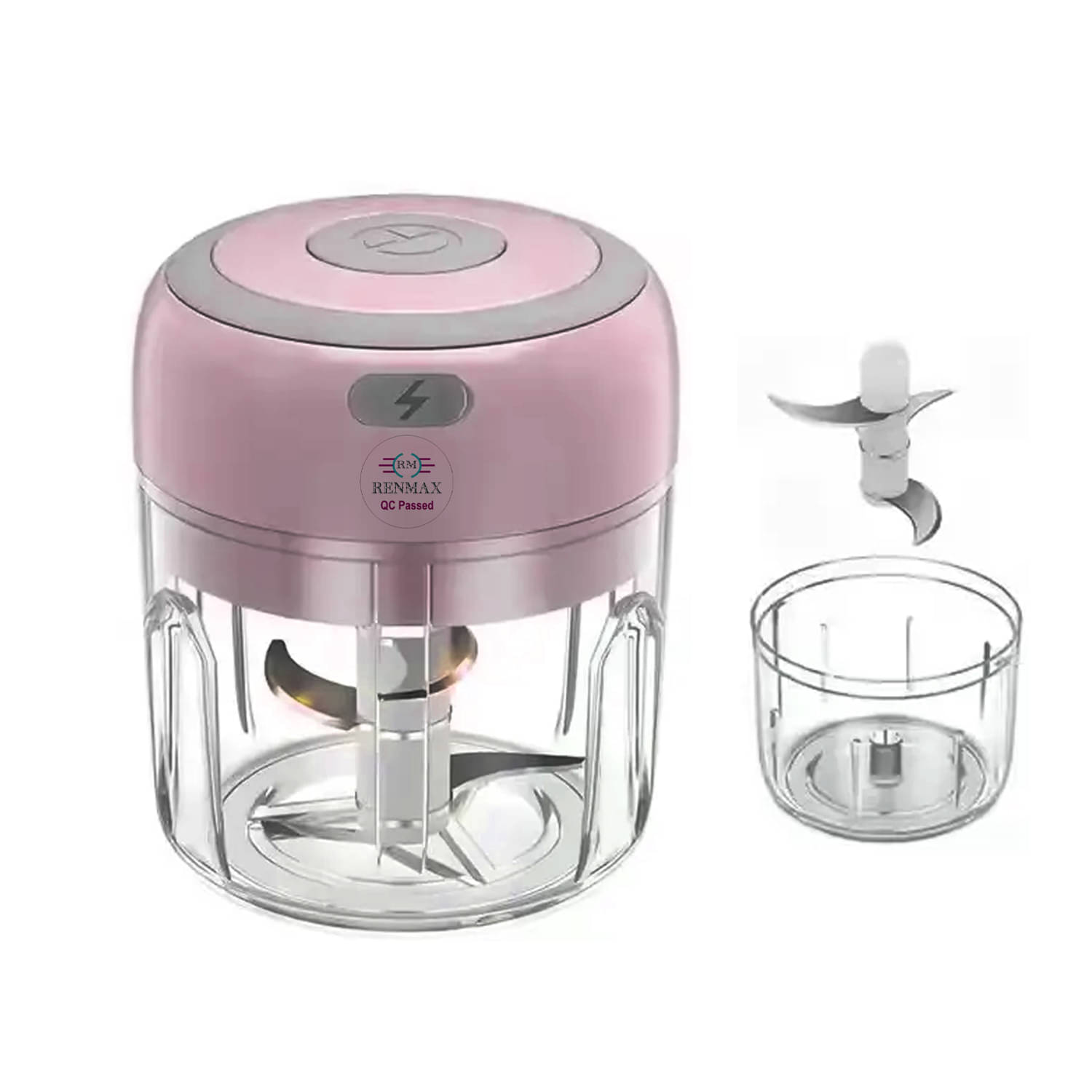     			RENMAX Rechargeable Choppe Pink Electric USB Portable Chopper 50W