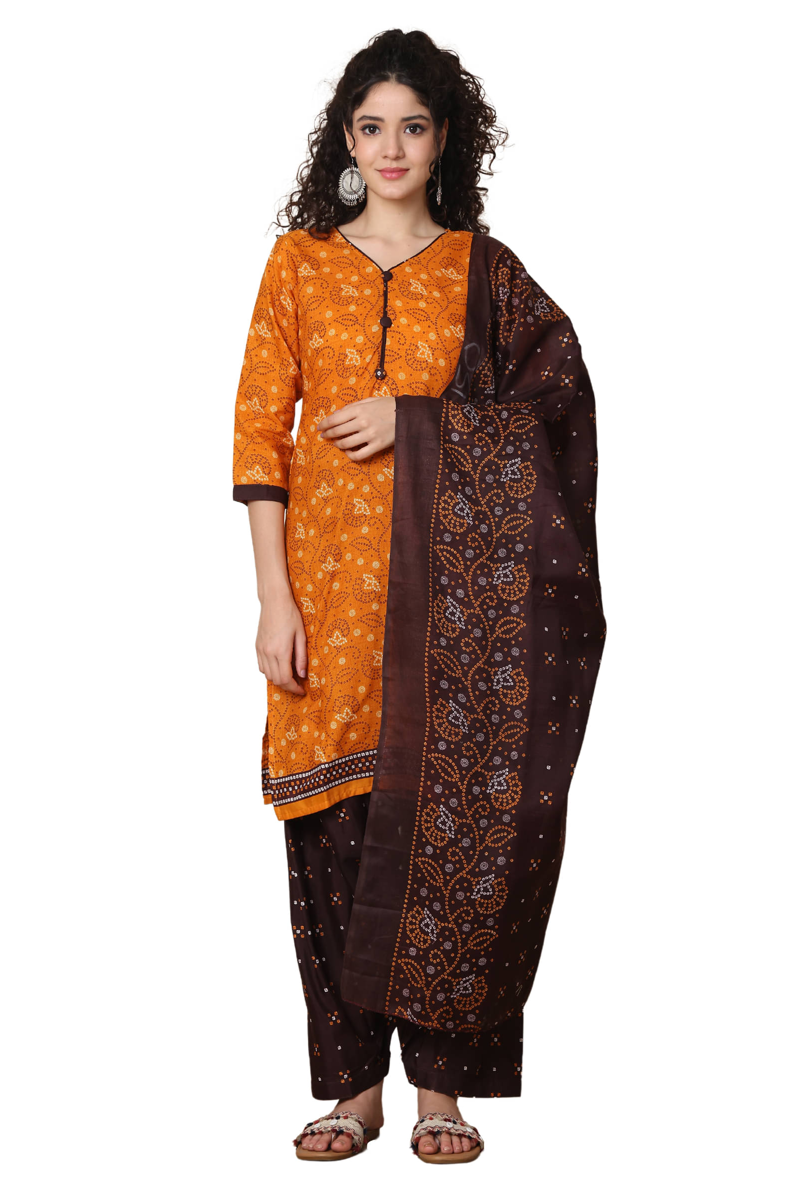 Rajnandini Women Cotton Blend Printed Straight Kurti With Patiala Salwar ( Orange ) Rajnandini Women Cotton Blend Printed Straight Kurti With Patiala Salwar ( Orange )