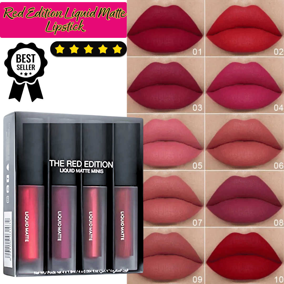     			Sonavi Red Matte Waterproof Stain Lipstick ( Pack of 4 )