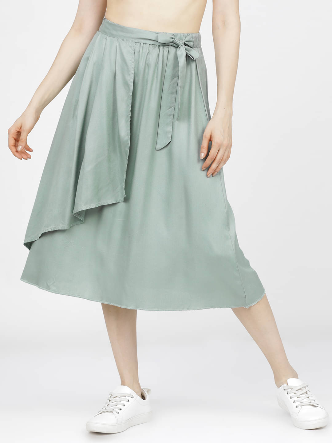     			Tokyo Talkies Green Viscose Women's Flared Skirt ( Pack of 1 )