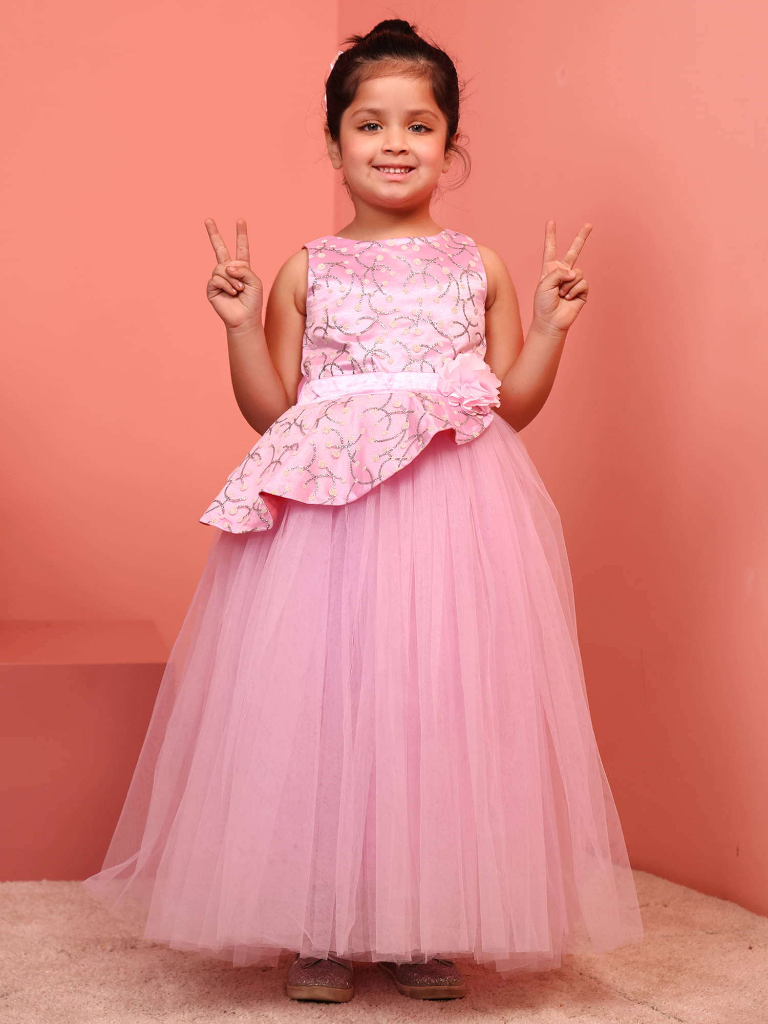     			Toy Balloon Kids Net Gown For Girls ( Pack of 1 , Pink )