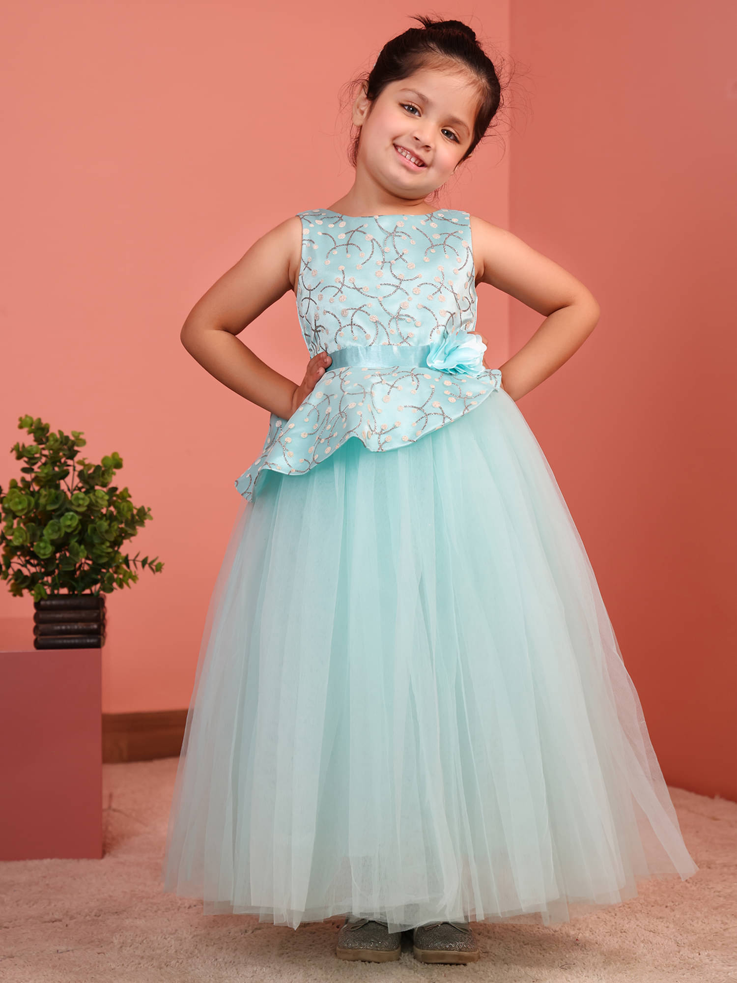 Toy Balloon Kids Net Gown For Girls ( Pack of 1 , Sky Blue ) Toy Balloon Kids Net Gown For Girls ( Pack of 1 , Sky Blue )