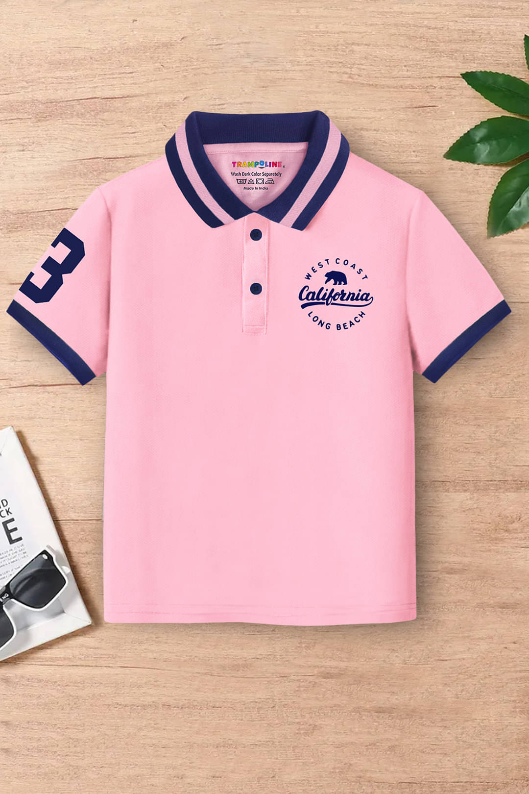     			Trampoline Pack of 1 Boys Cotton Blend Polo T-Shirt ( Pink )