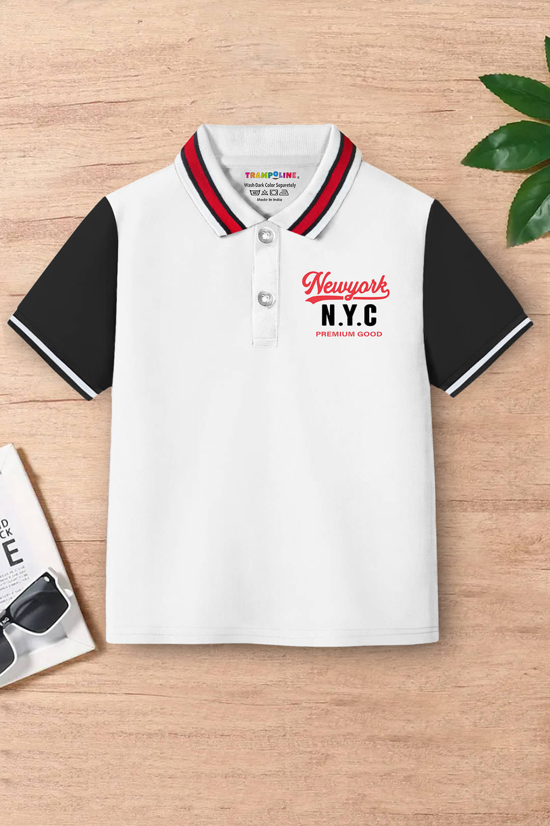     			Trampoline Pack of 1 Boys Cotton Blend Polo T-Shirt ( White )