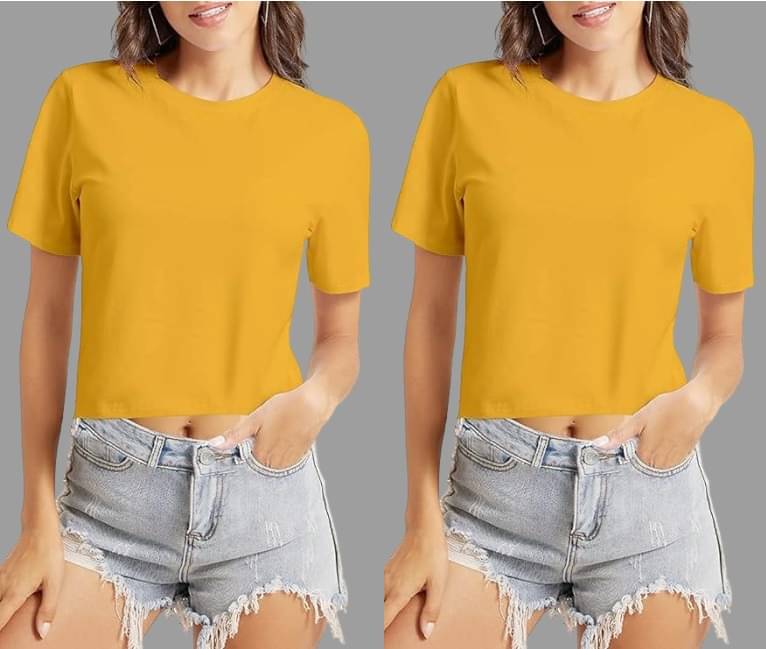 Urboholic Women's Cotton Crop Top ( Yellow ) Urboholic Women's Cotton Crop Top ( Yellow )
