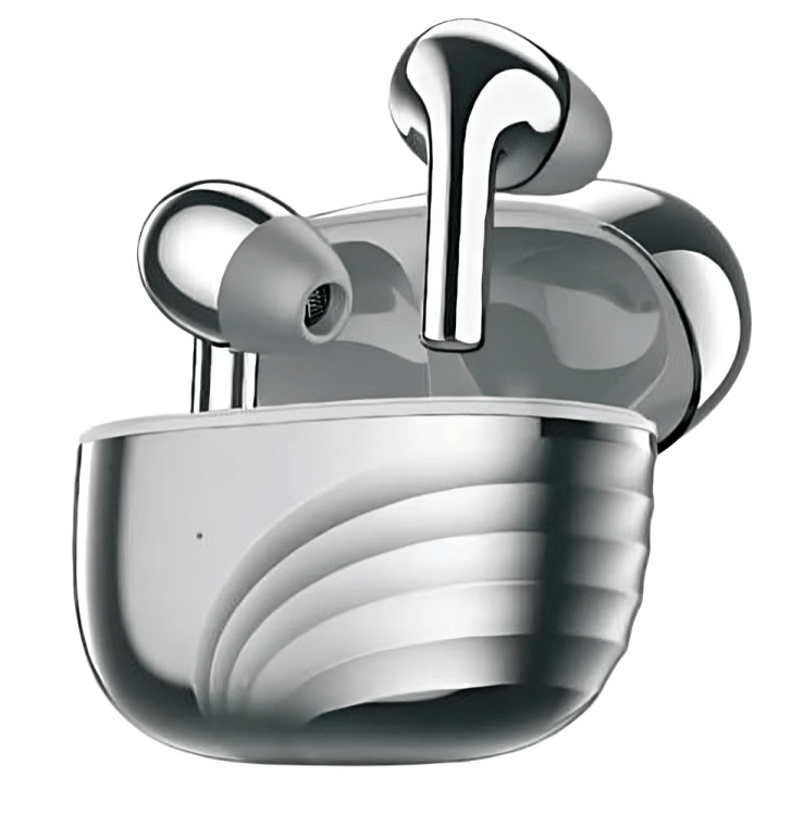     			Wireless Earbuds with Charging Case, Silver Metallic Design