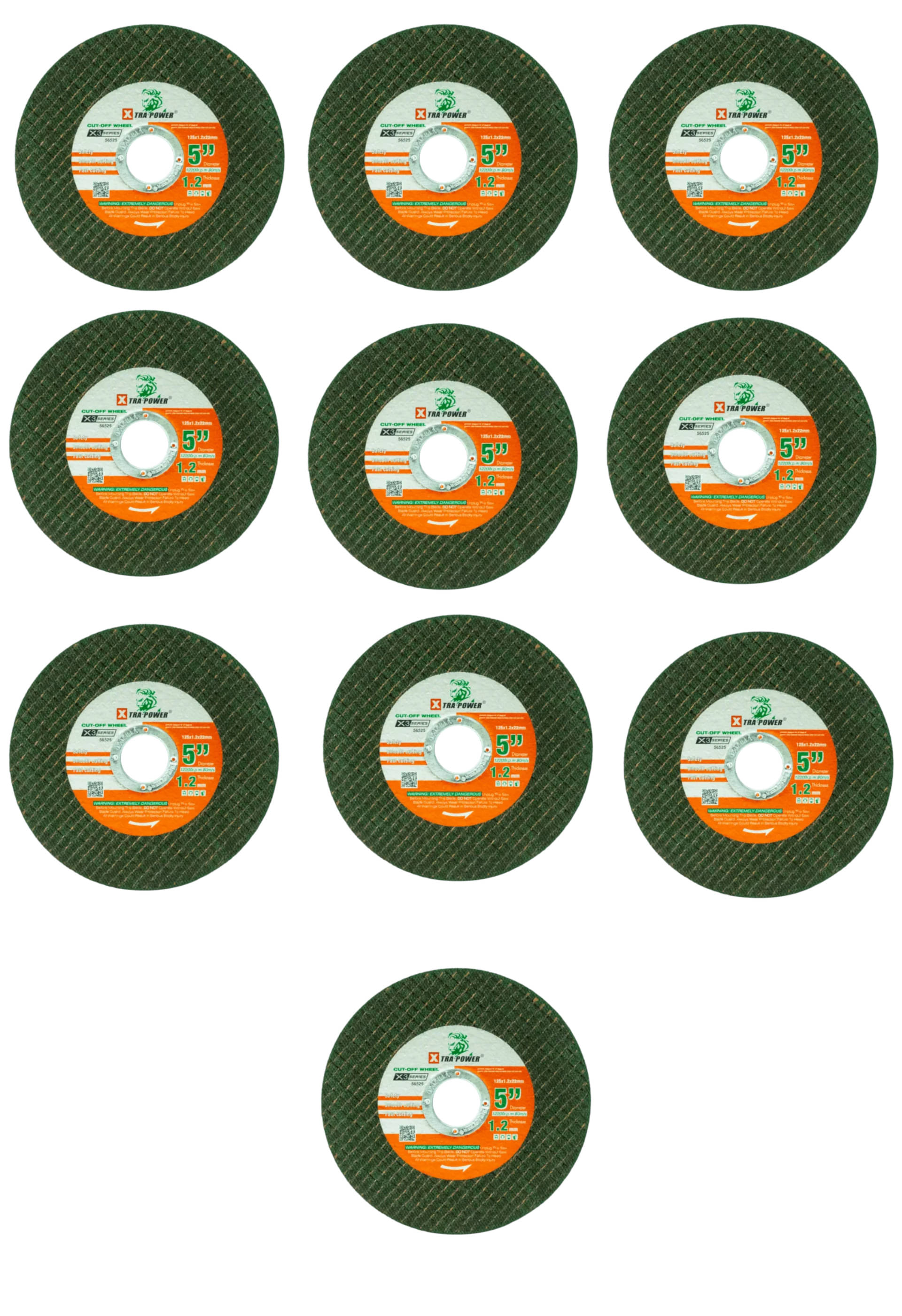     			XTRA POWER CUT OFF WHEEL X3 SERIES Product : 4"X3 Diameter: 107 MM Thickness: 1.5 MM Arbor Hole: 16mm (Pack of 10 pieces)