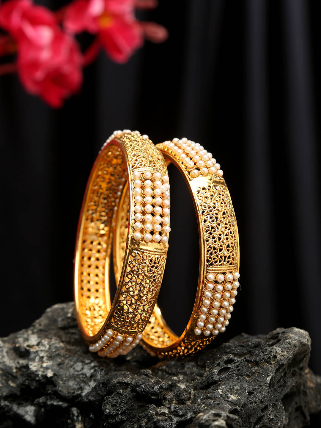 YouBella Designer Gold Plated Jewellery Pearl Studded Bangles for Women and Girls - Bangles & Bracelets | Buy online on ZillyBuy