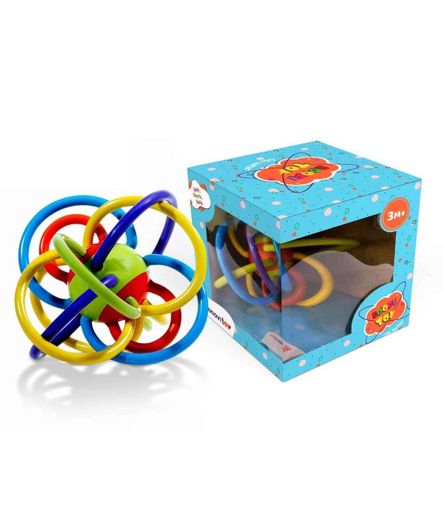     			YUIOP - Loopitoy Tube Teether Toy - Soft & elastic texture - Easy grip - Baby Safe Teether  (Multicolor)