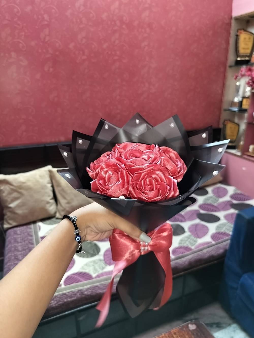     			Petal Crafted - Pink Rose Artificial Flowers Bouquet (Pack of 1)