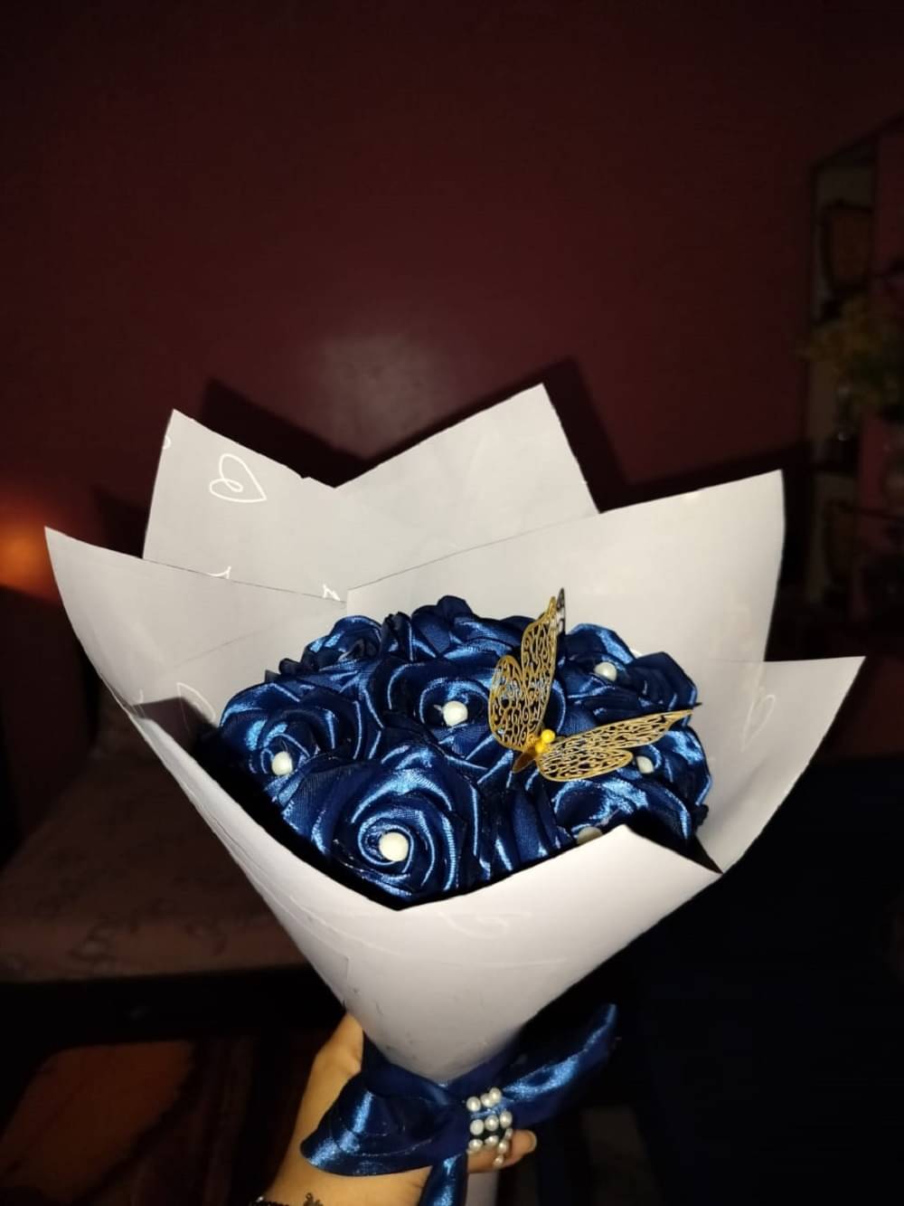     			Petal Crafted - Blue Rose Artificial Flowers Bouquet (Pack of 1)