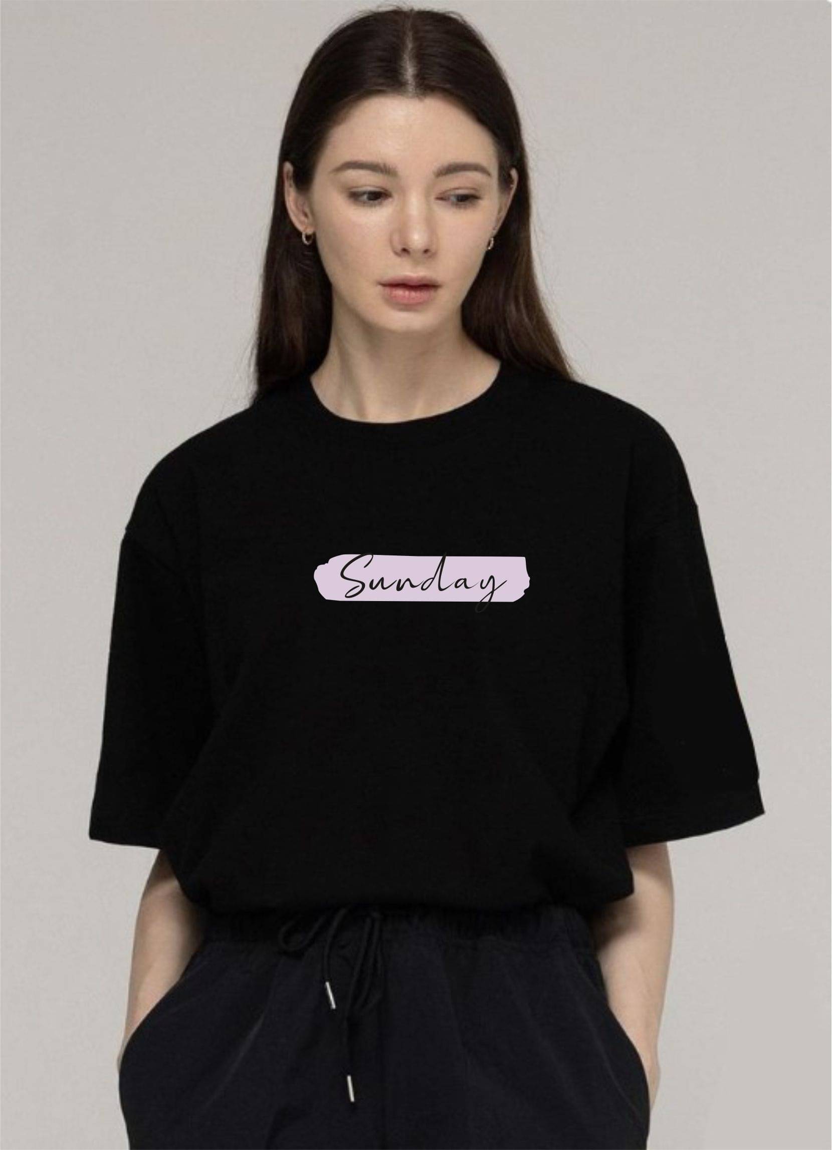 ekadravin Women Cotton Printed Oversized Fit Round Neck T-Shirt ( Black )     			ekadravin Women Cotton Printed Oversized Fit Round Neck T-Shirt ( Black )