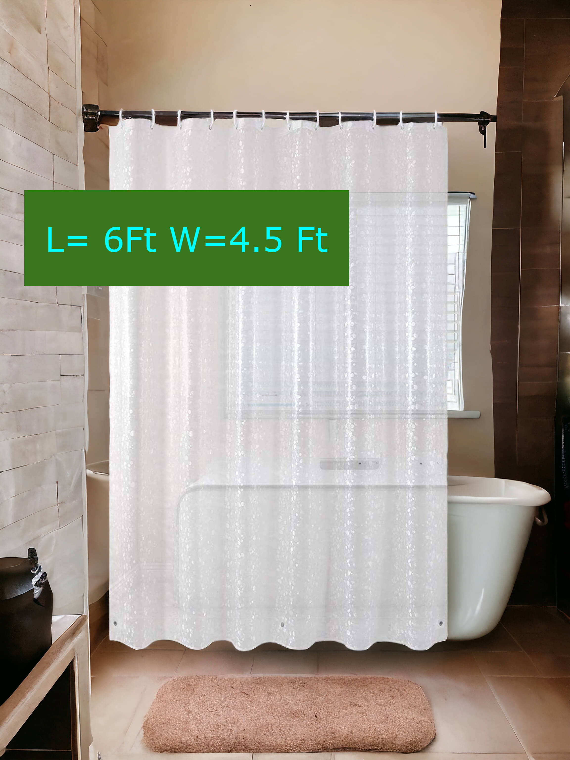     			mopak decor Transparent PVC Shower Curtain ( Single )