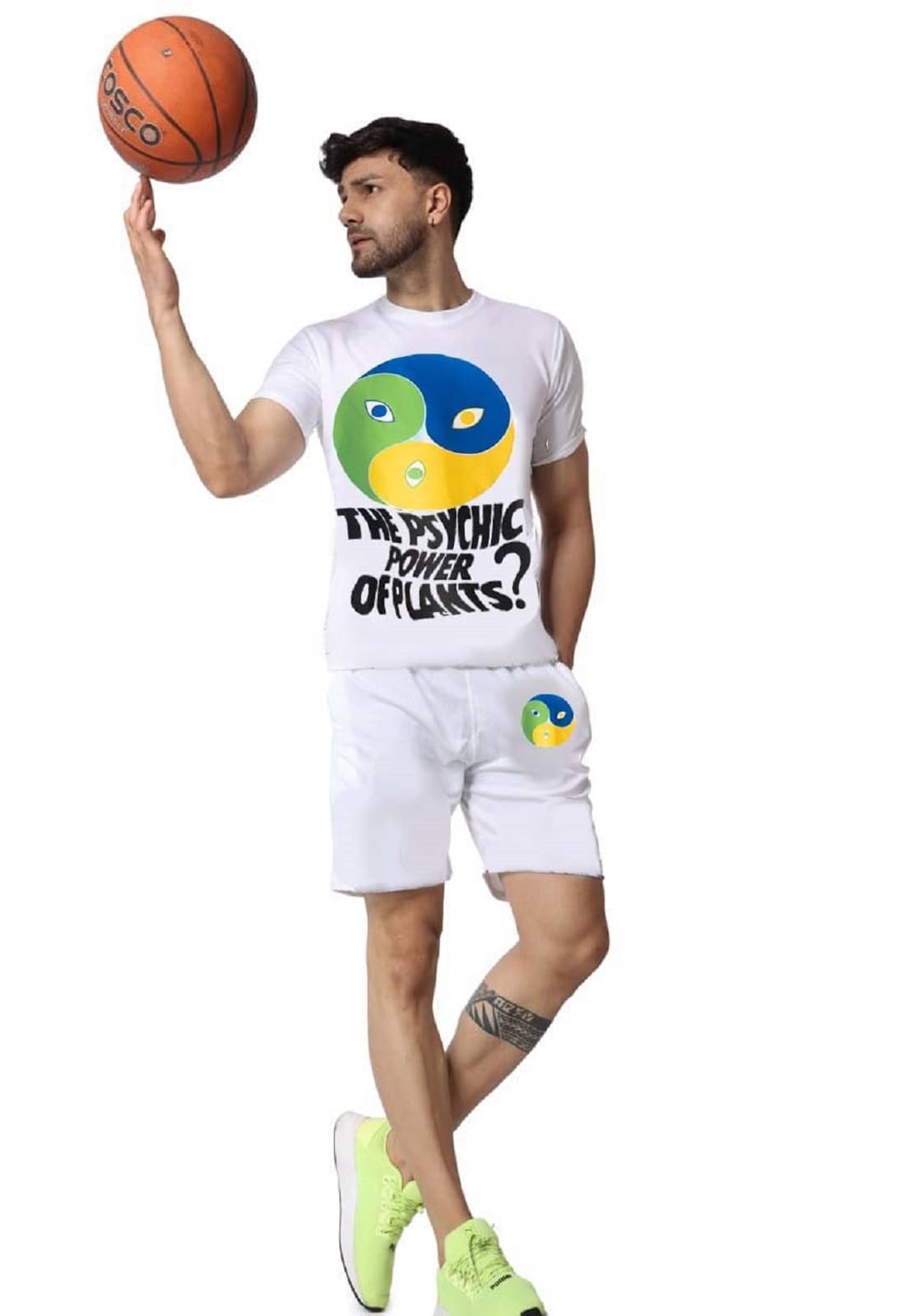     			yellow tree Men's T-shirt With Shorts Co-Ords Set ( Pack of 1 , White )