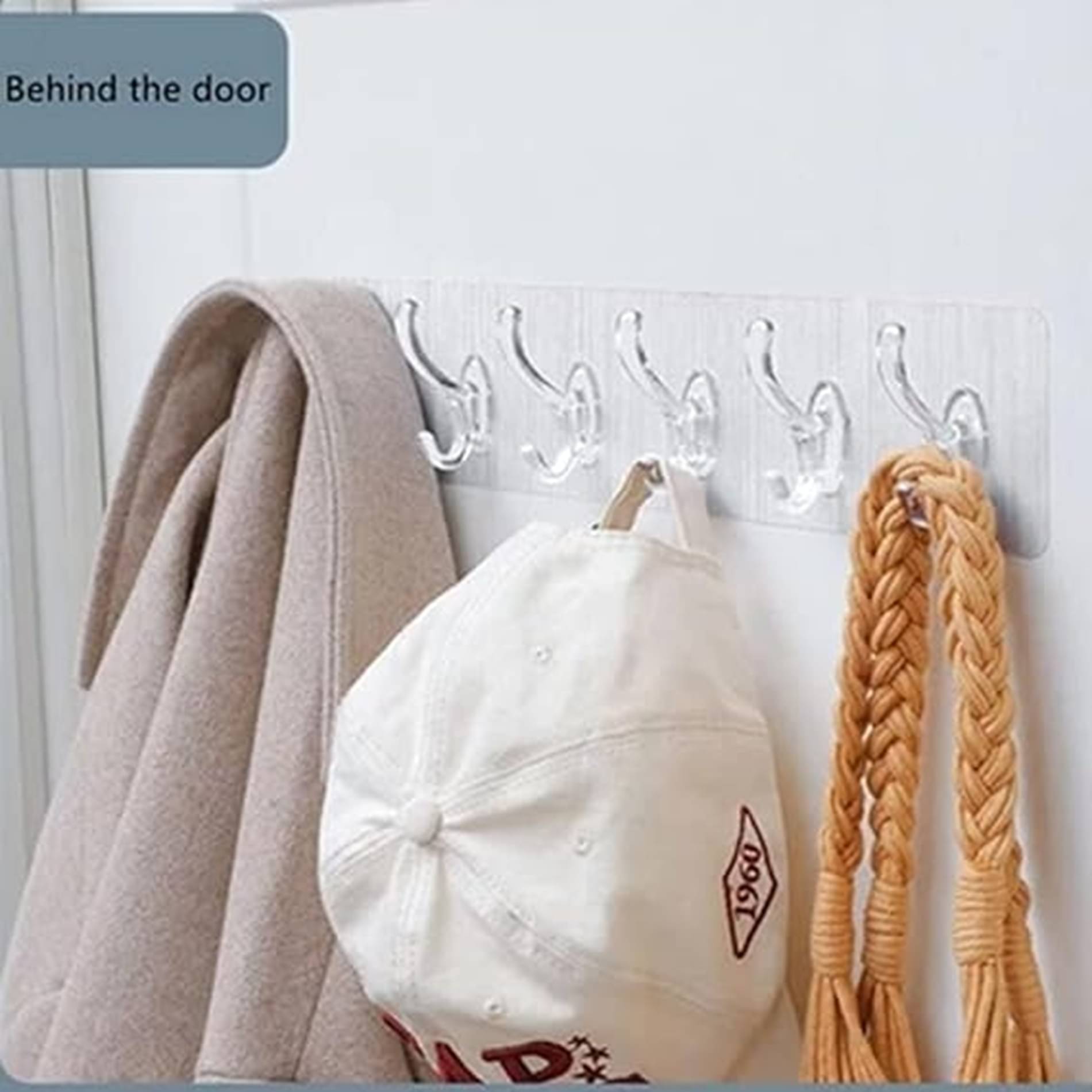 ATIPRIYA 6 Hook Strip Transparent Self Adhesive Wall Hooks for Home Kitchen Bathroom Bedroom – Heavy Duty Sticker Wall Hooks for Hanging Clothes, Towel, Utensils – No Drilling Wall Hook     			ATIPRIYA 6 Hook Strip Transparent Self Adhesive Wall Hooks for Home Kitchen Bathroom Bedroom – Heavy Duty Sticker Wall Hooks for Hanging Clothes, Towel, Utensils – No Drilling Wall Hook