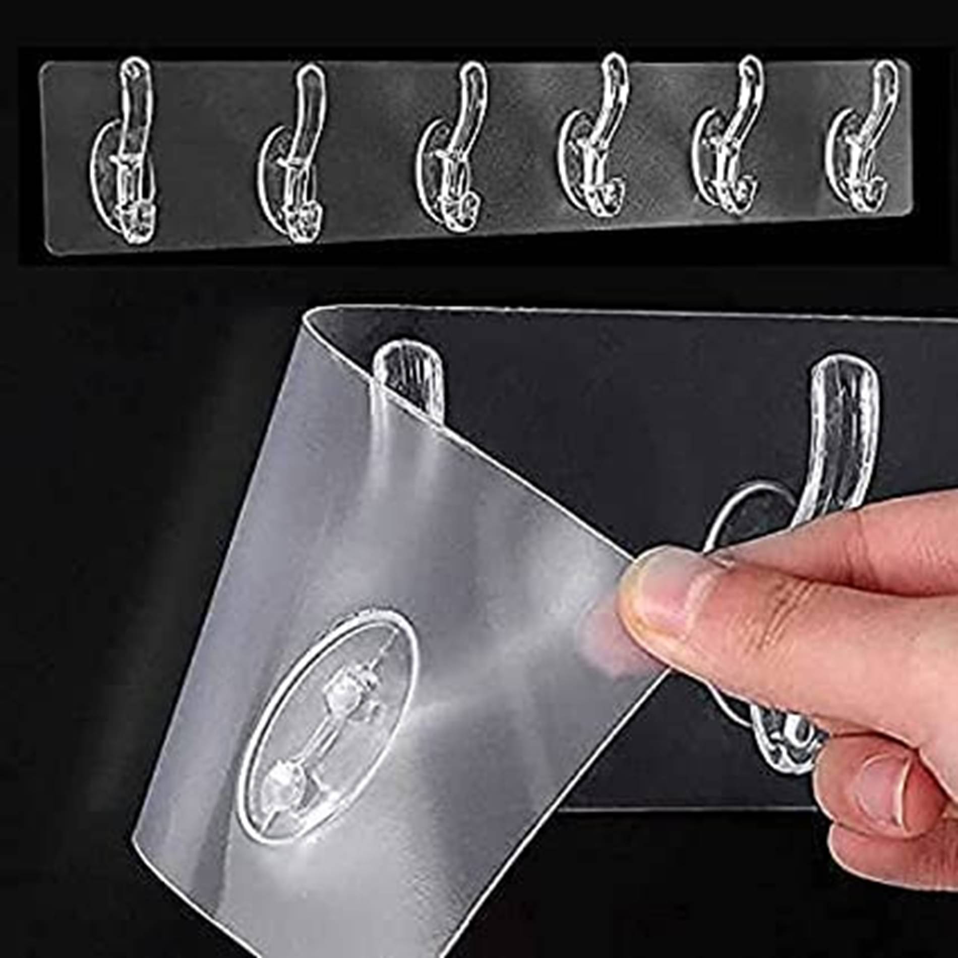     			ATIPRIYA Plastic Wall Hanger Hooks for Hanging Clothes Strong Self Adhesive Magic Sticker Home, Kitchen, Office, Bathroom, Bedroom, Door Organizers, Accessories Items Pack of 1 (6 Hooks Hanger),Transparent