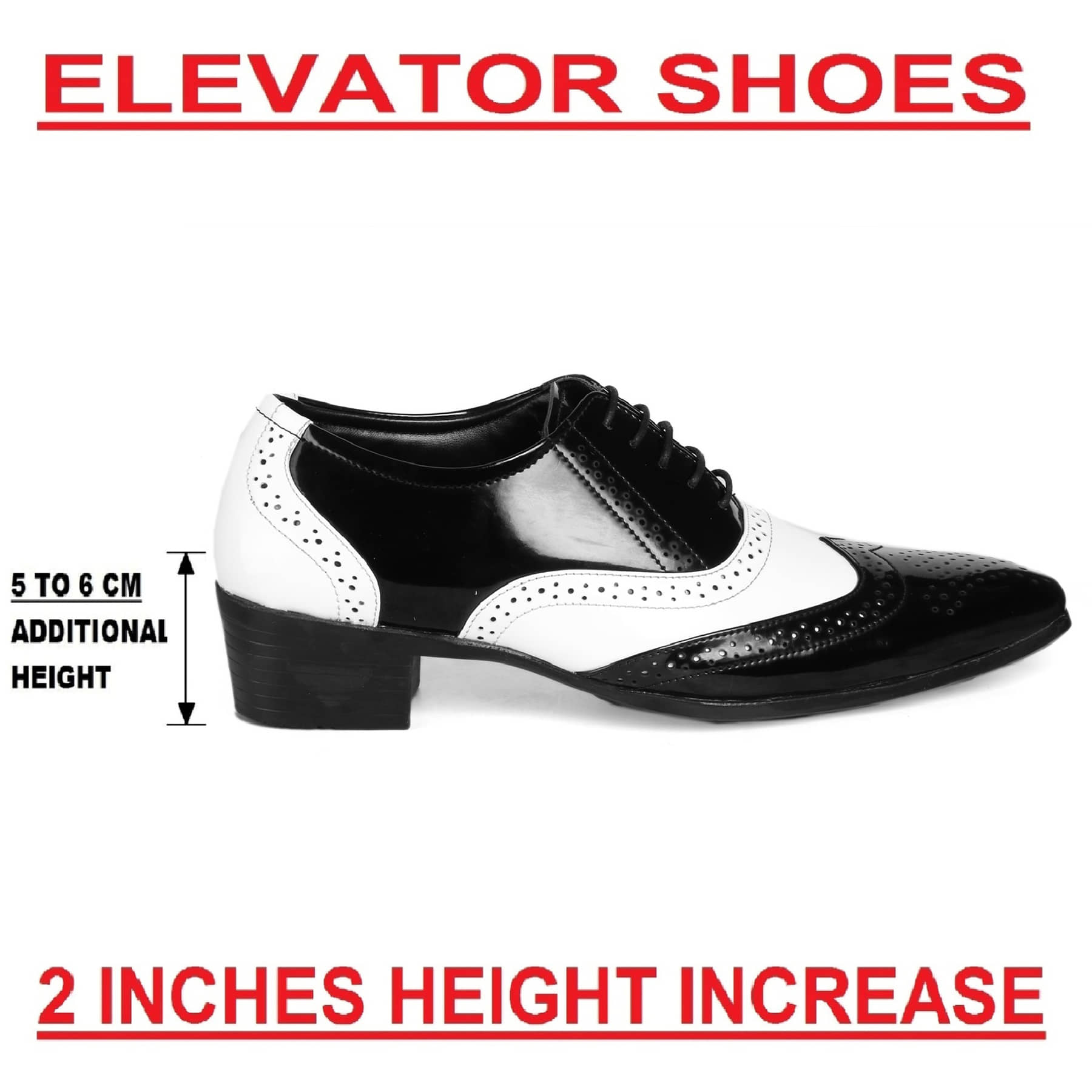 BXXY Height Increasing Brogue Black Men's Lifestyle Shoes - Casual Shoes | Buy online on ZillyBuy