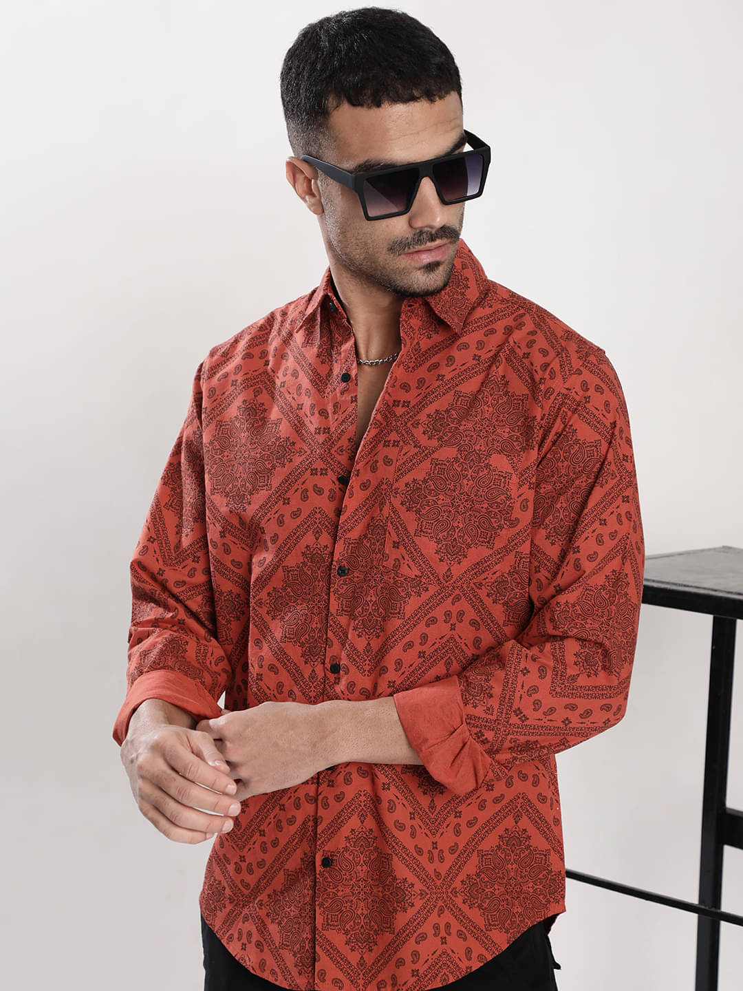 Bene Kleed 100% Cotton Regular Fit Printed Full Sleeves Men's Casual Shirt - Rust ( Pack of 1 ) Bene Kleed 100% Cotton Regular Fit Printed Full Sleeves Men's Casual Shirt - Rust ( Pack of 1 )