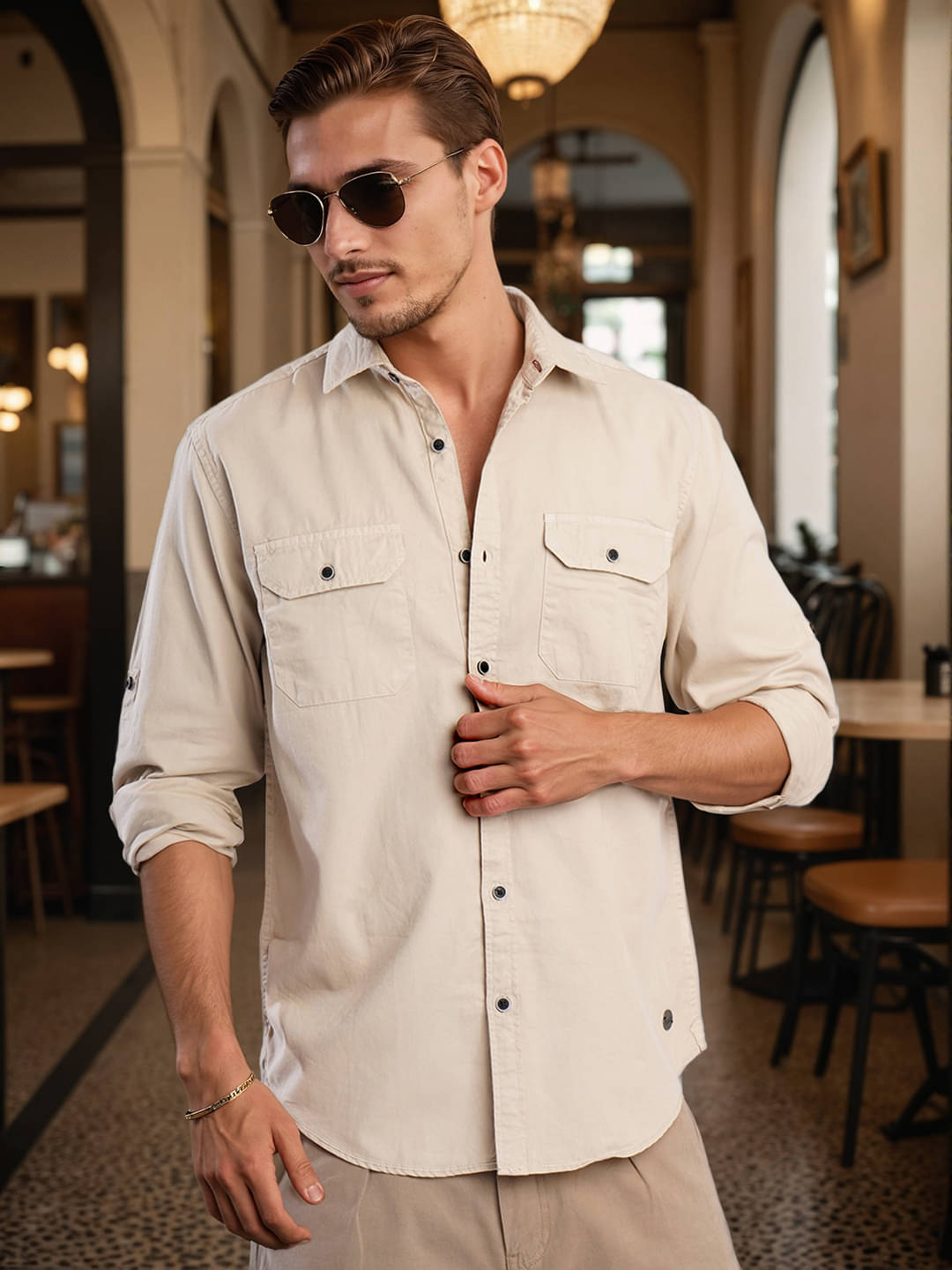     			Bene Kleed 100% Cotton Regular Fit Solids Full Sleeves Men's Casual Shirt - Beige ( Pack of 1 )