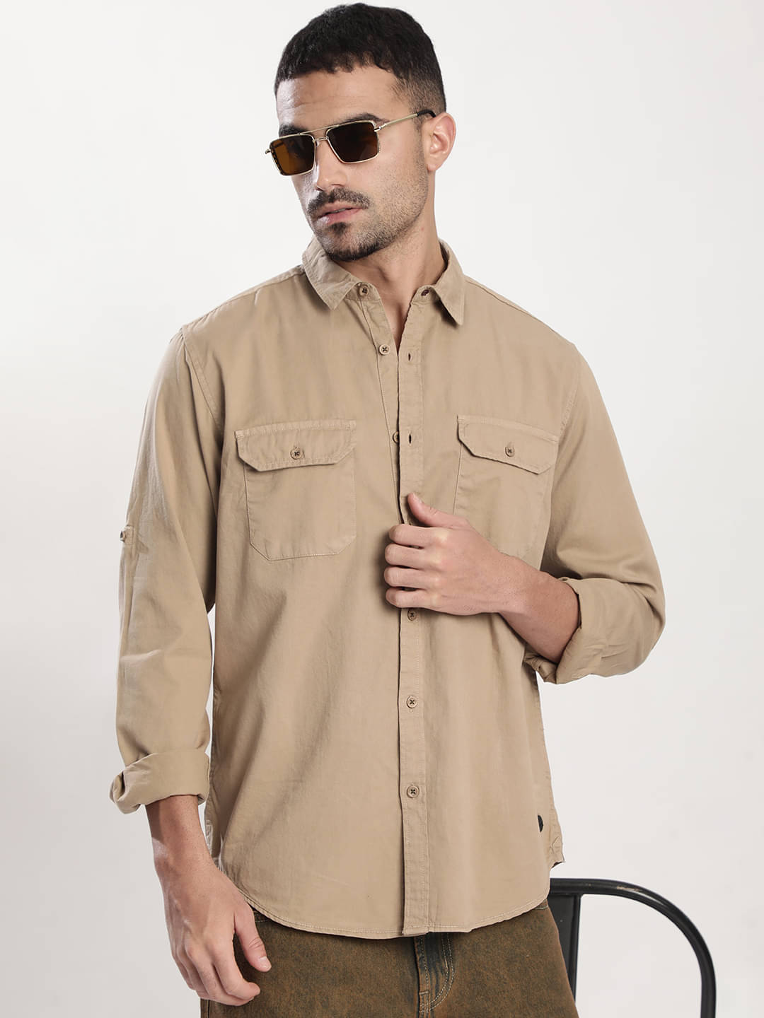 Bene Kleed 100% Cotton Regular Fit Solids Full Sleeves Men's Casual Shirt - Beige ( Pack of 1 ) Bene Kleed 100% Cotton Regular Fit Solids Full Sleeves Men's Casual Shirt - Beige ( Pack of 1 )