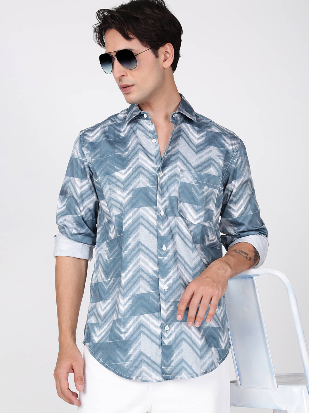     			Bene Kleed 100% Cotton Regular Fit Striped Full Sleeves Men's Casual Shirt - Blue ( Pack of 1 )