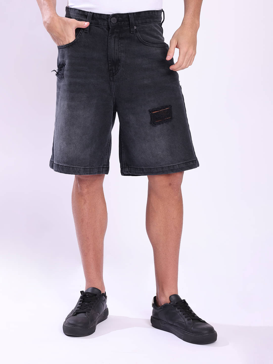     			Bene Kleed Charcoal Cotton Men's Denim Shorts ( Pack of 1 )