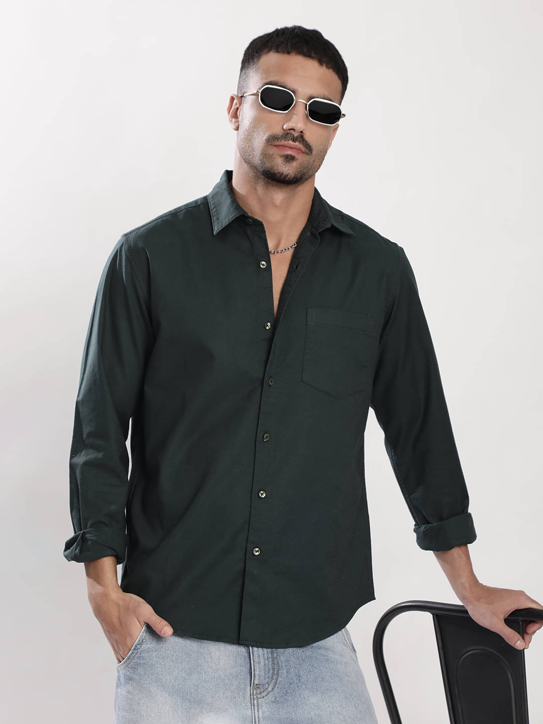     			Bene Kleed Cotton Blend Regular Fit Solids Full Sleeves Men's Casual Shirt - Green ( Pack of 1 )